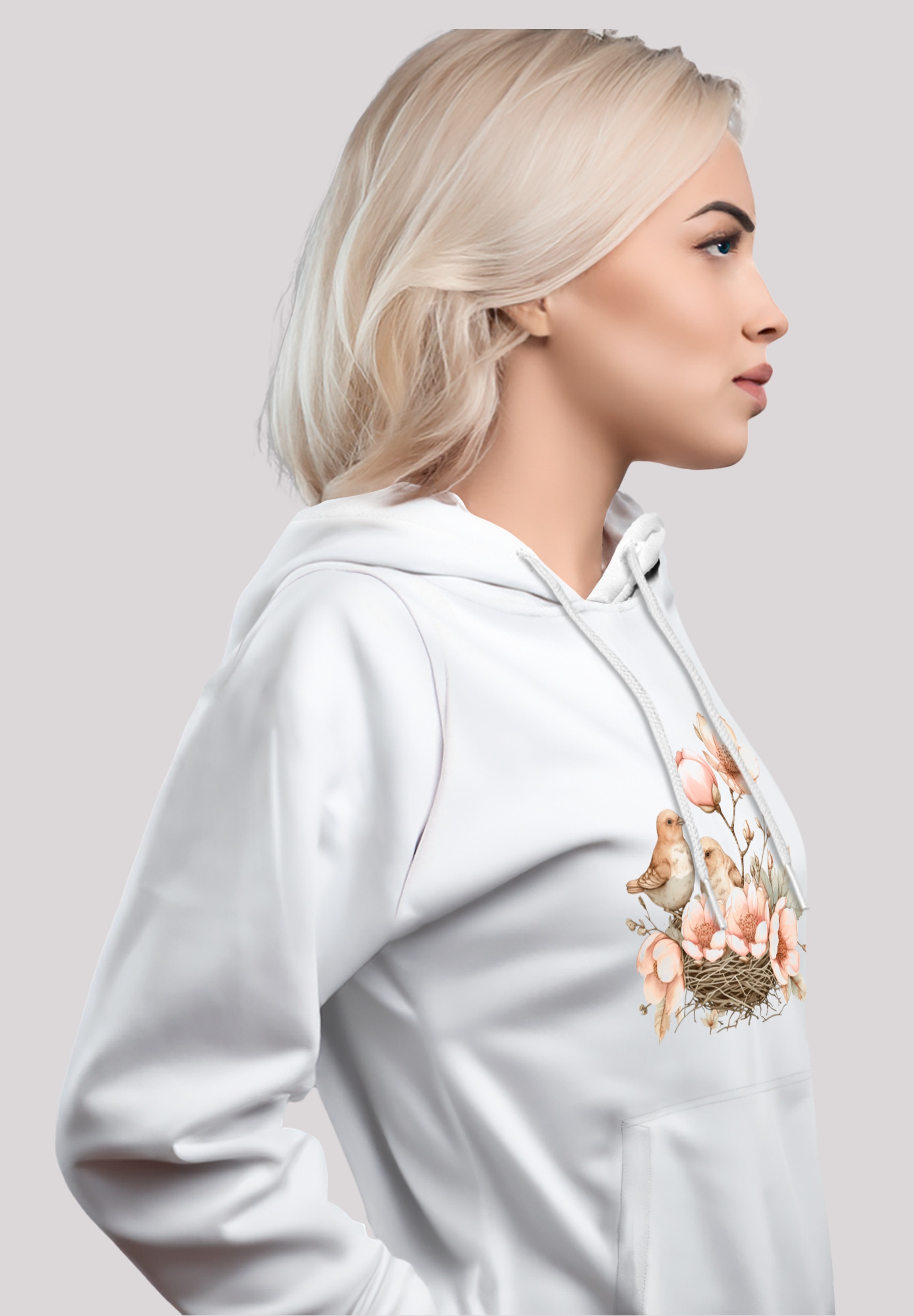 F4NT4STIC Kapuzenpullover »Vogelnest Blumen«, Premium Qualität