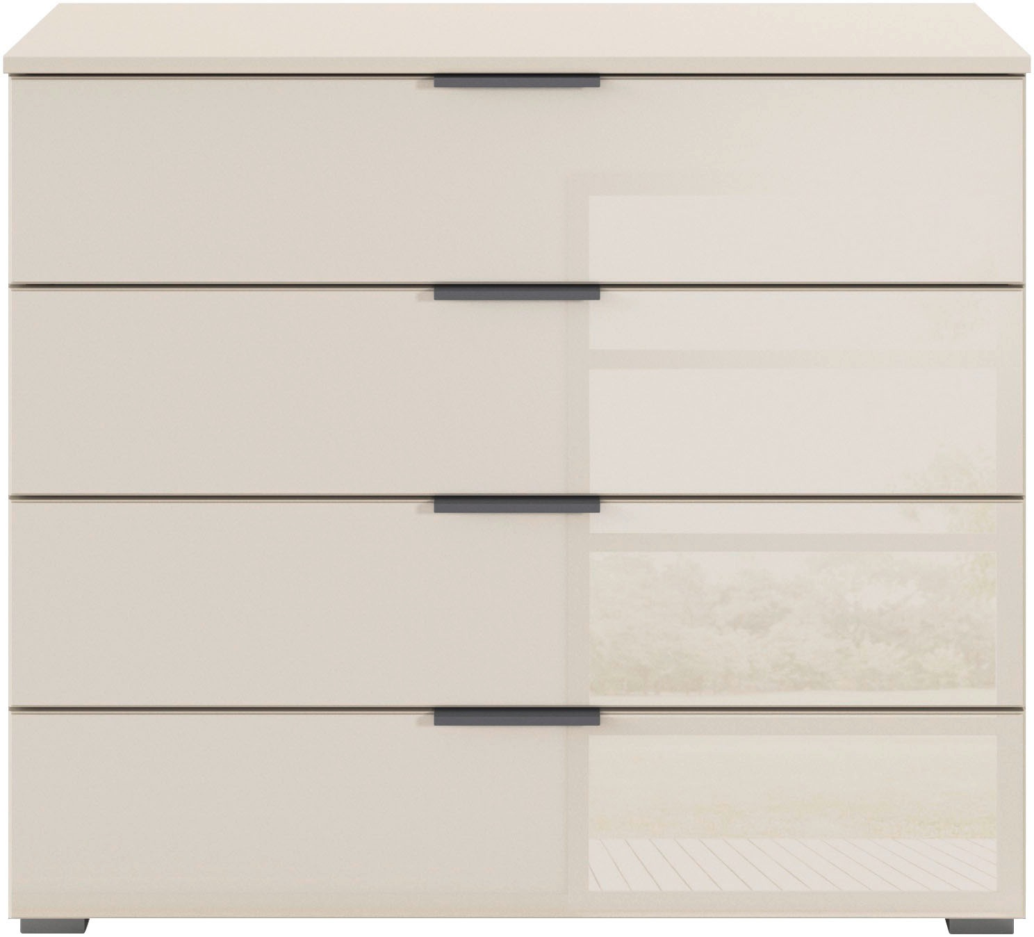 rauch Schubkastenkommode »Sideboard Schubladenkommode Schubladenkommode AGORDO mit Glasfront«, (in zwei Griff-Farben, Breite 80 cm inkl. Soft-Close-Funktion), vier große und geräumige Schubladen mit viel Stauraum MADE IN GERMANY