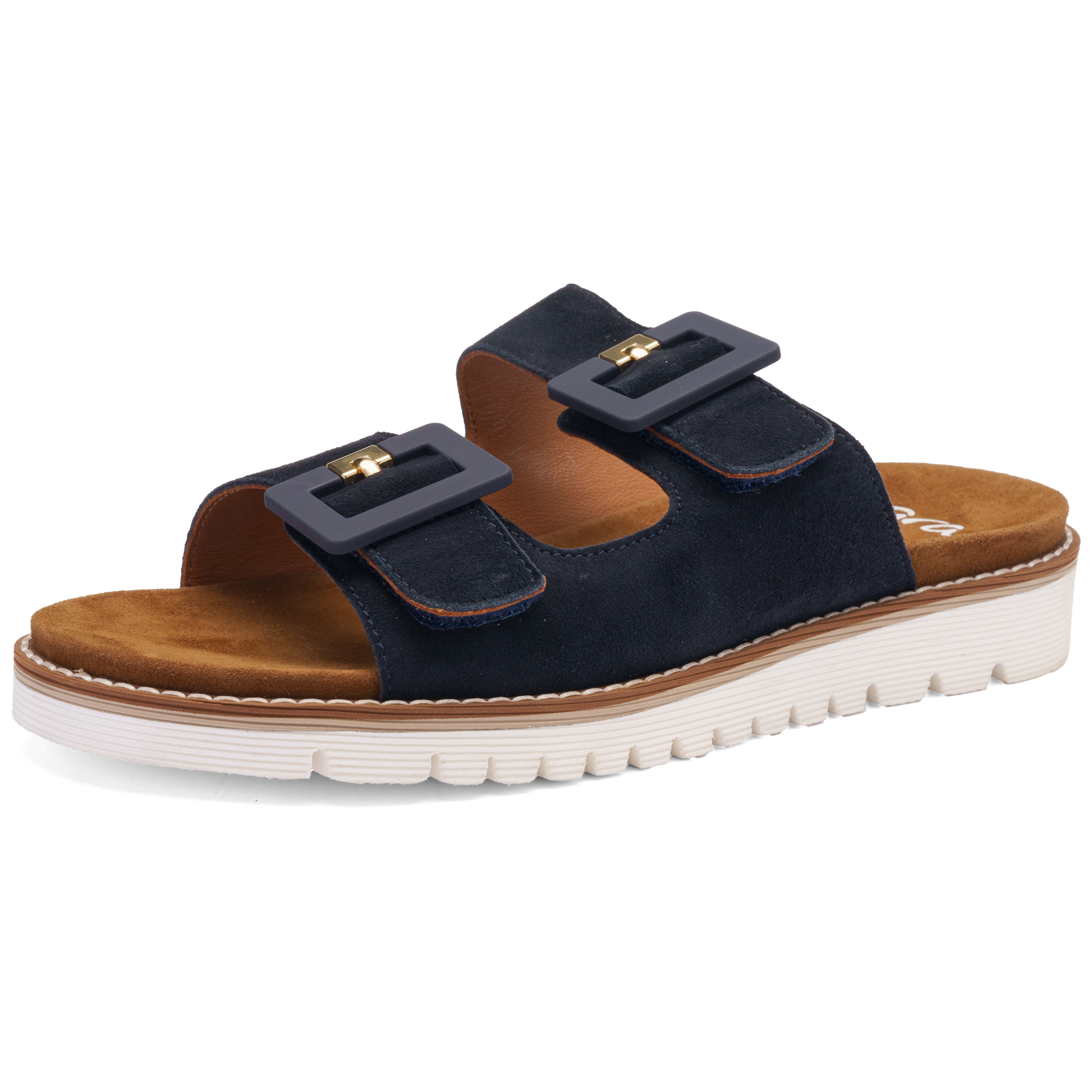 Pantolette ARA "KENT", Damen, Gr. 37, nachtblau, Ziegenveloursleder, unifarben, Schuhe Pantolette, Schlupfschuh, Hausschuh, Bequemschuh in Komfortweite G (= weit)