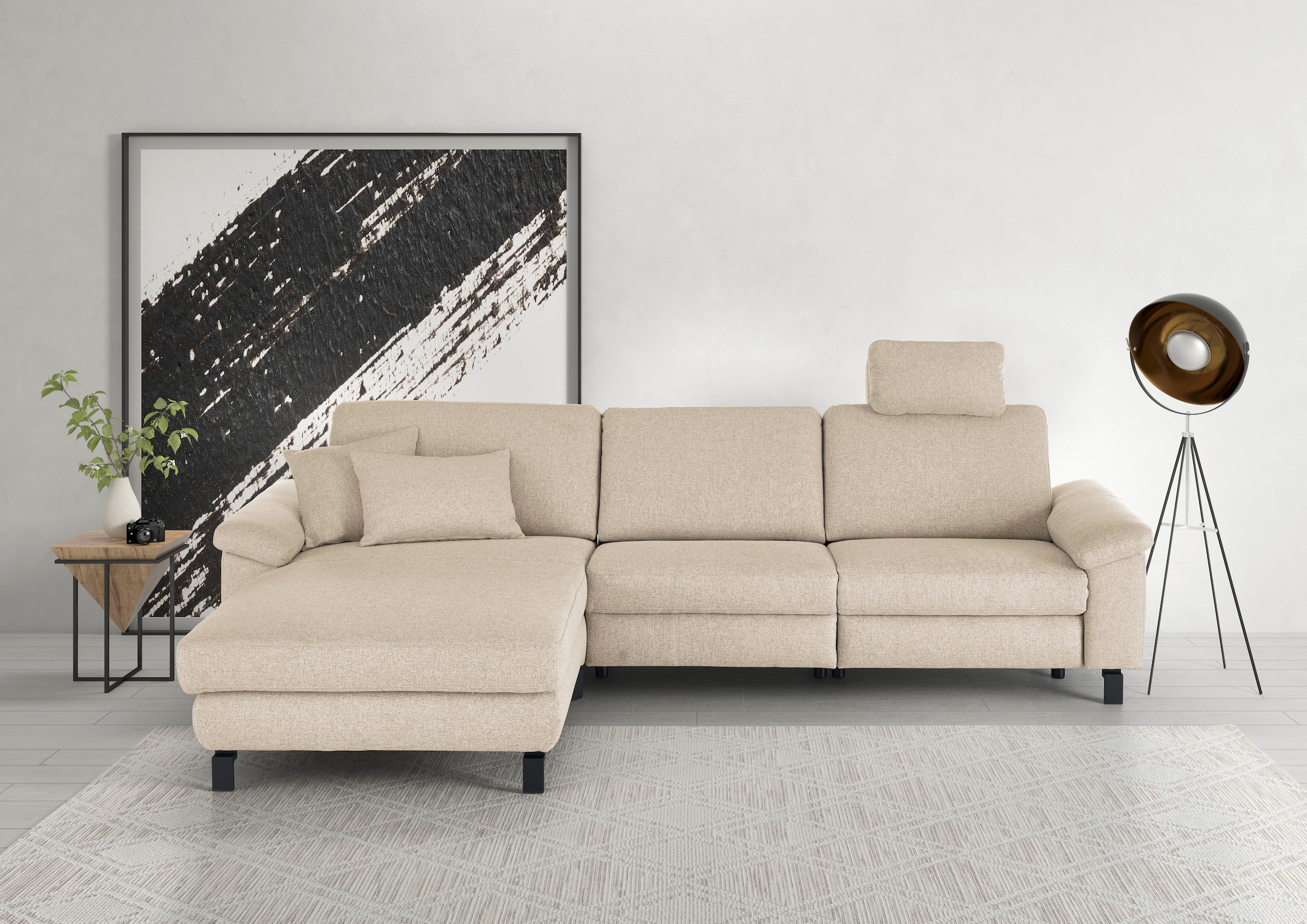 3C Candy Ecksofa "Mainau L-Form" Relaxfunktion im 1,5-Sitzer, motorische Schlaffunktion in Longchair