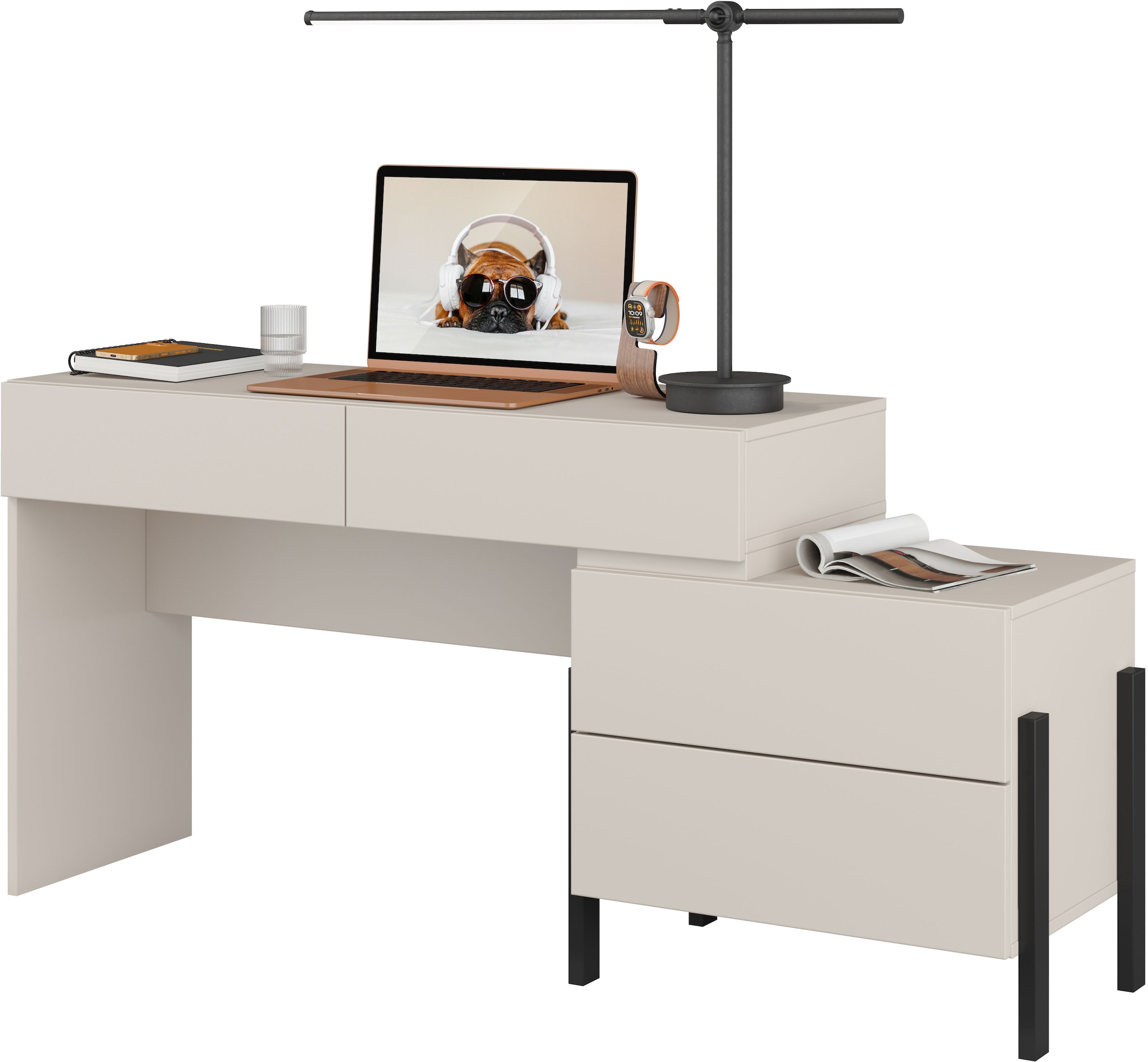 Home affaire Schminktisch »Jukon, Breite 143 cm, moderner Schminktisch«, Schminktisch, grifflos mit 4 SK