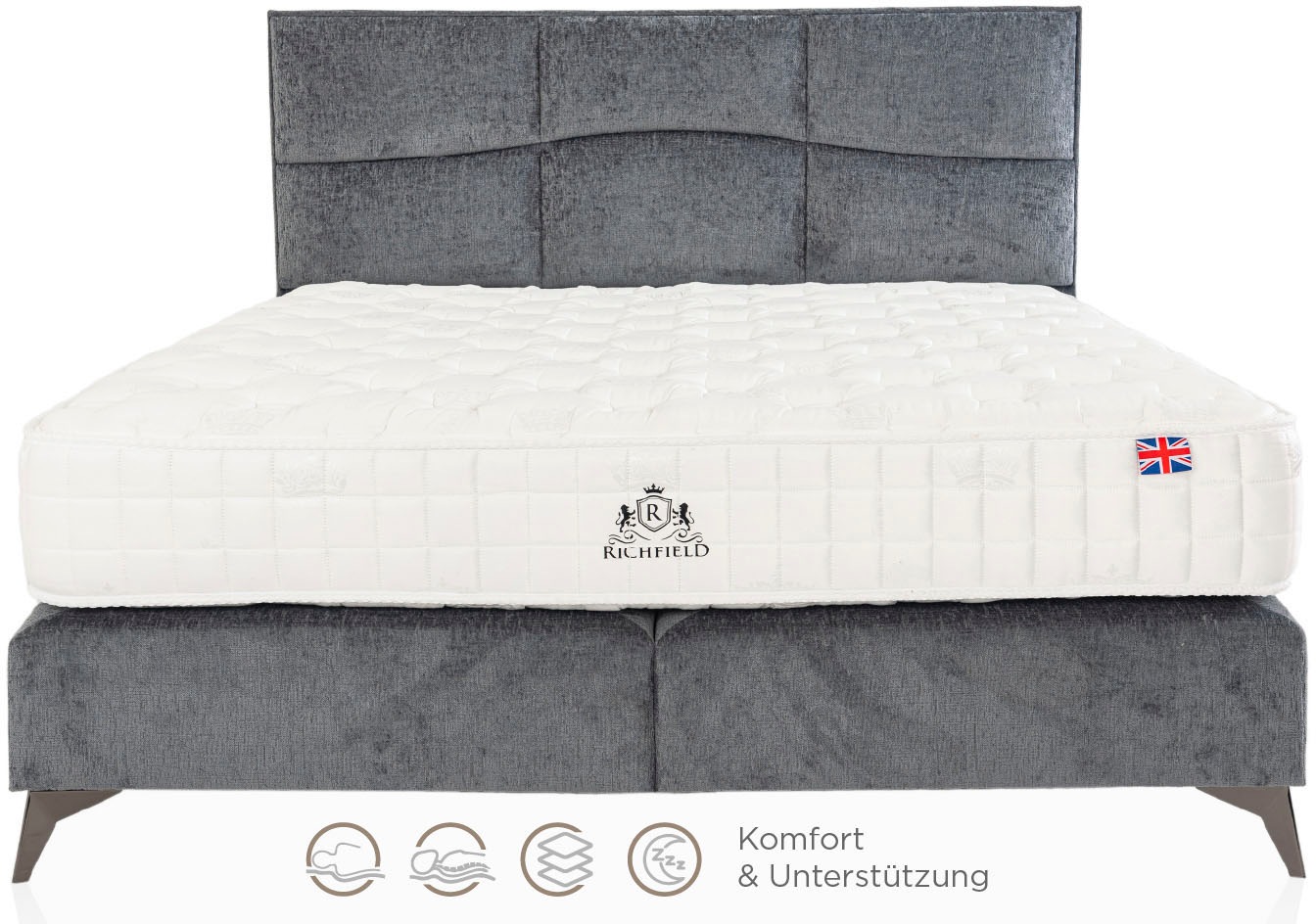 Home affaire Boxspringbett »Violette erhältlich in den Breite 160, 180 & 200cm« inkl. Topper und extra dicker Taschen-Federkernmatratze