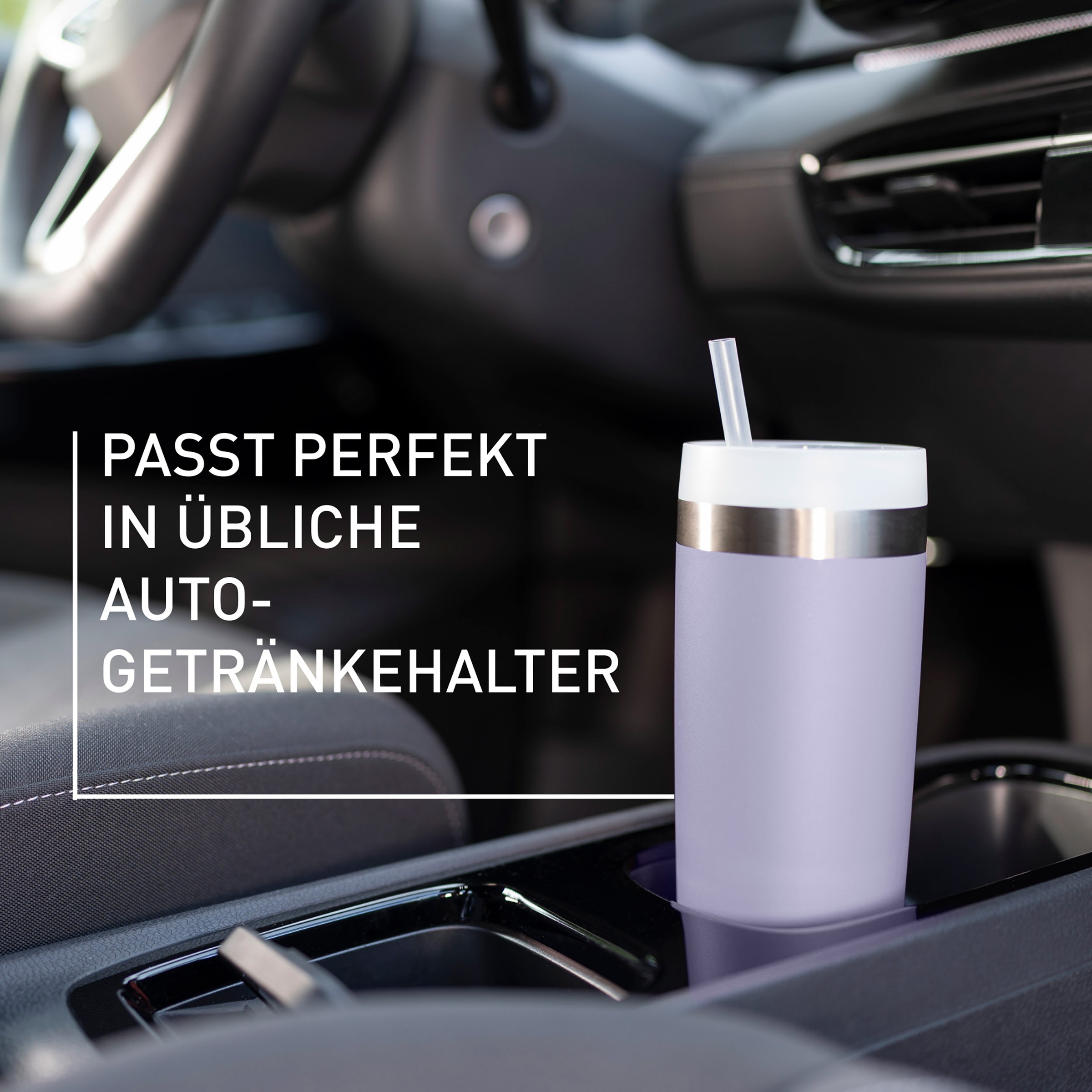 Emsa Isolierflasche »Travel Mug Cool³« 3 Deckelpositionen, für gängige Autohalterungen, inkl. Strohhalm