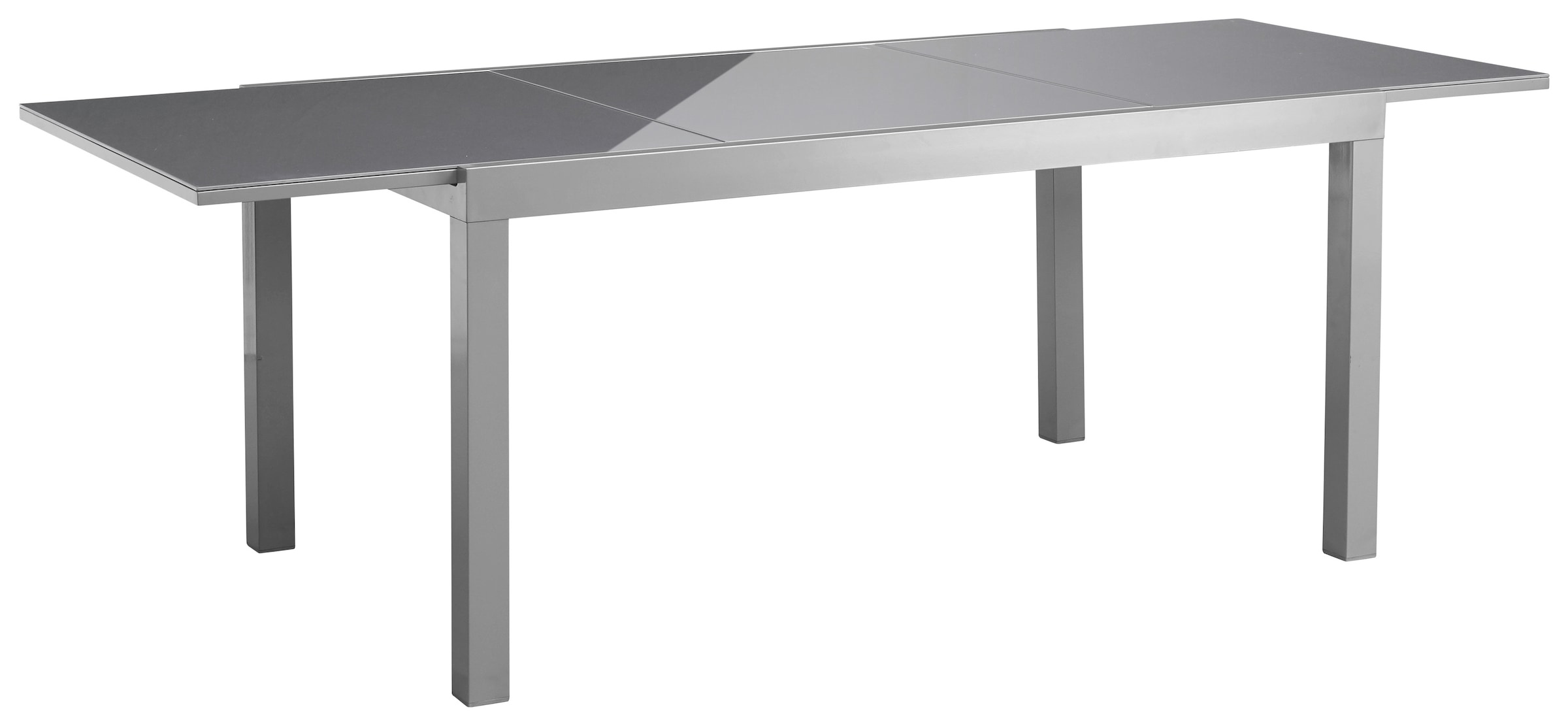MERXX Garten-Essgruppe »Amalfi Deluxe«, (7 tlg., 6x Stapelsessel (2x verstellbar), 1x Ausziehtisch 150(220)x90 cm), pulverbeschichtetes Aluminium, aus 100% Polyester, für 6 Personen