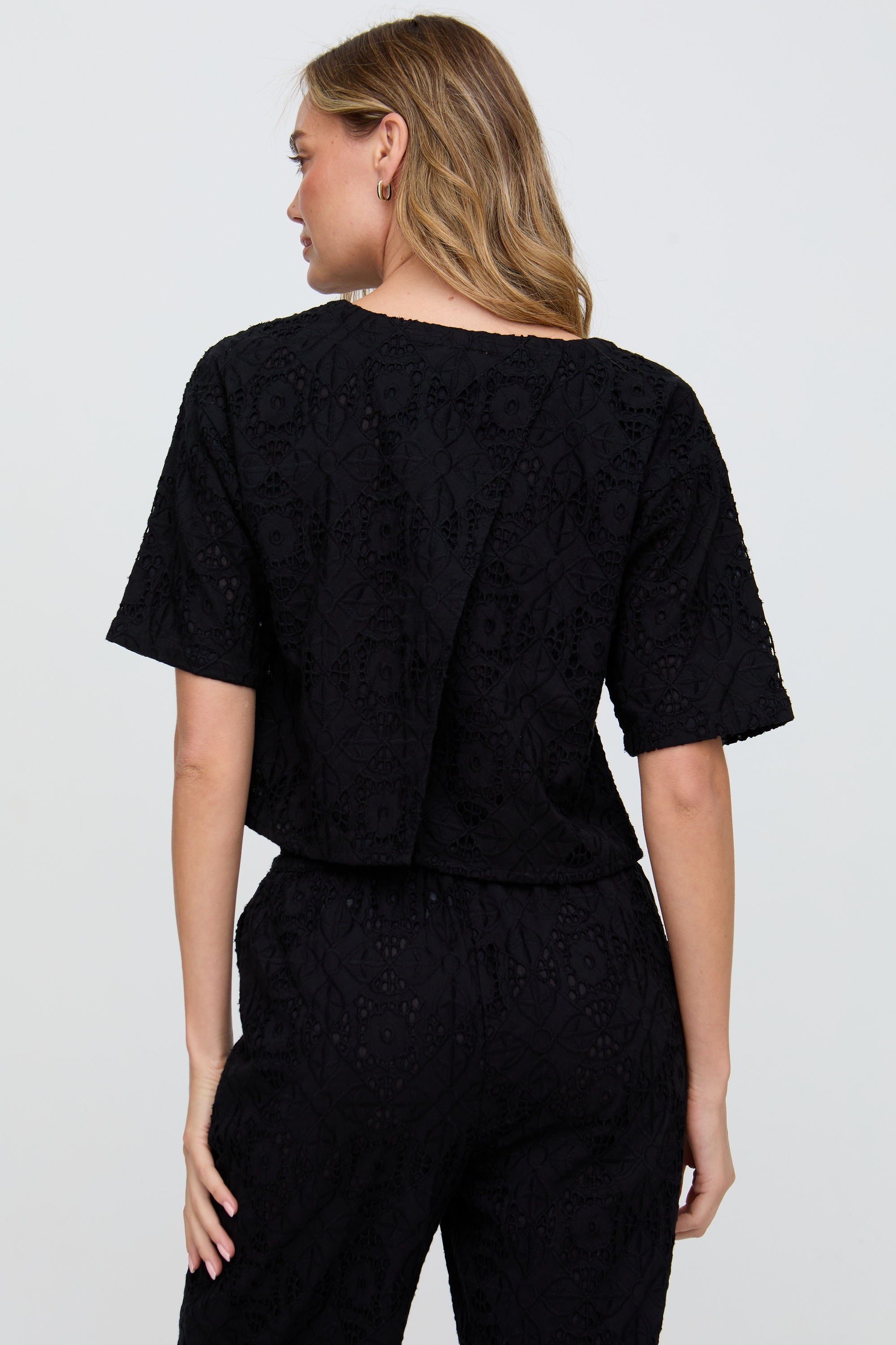 RAFFYA T-Shirt »Opal Broderie Anglaise Split Open Blouse Damen«