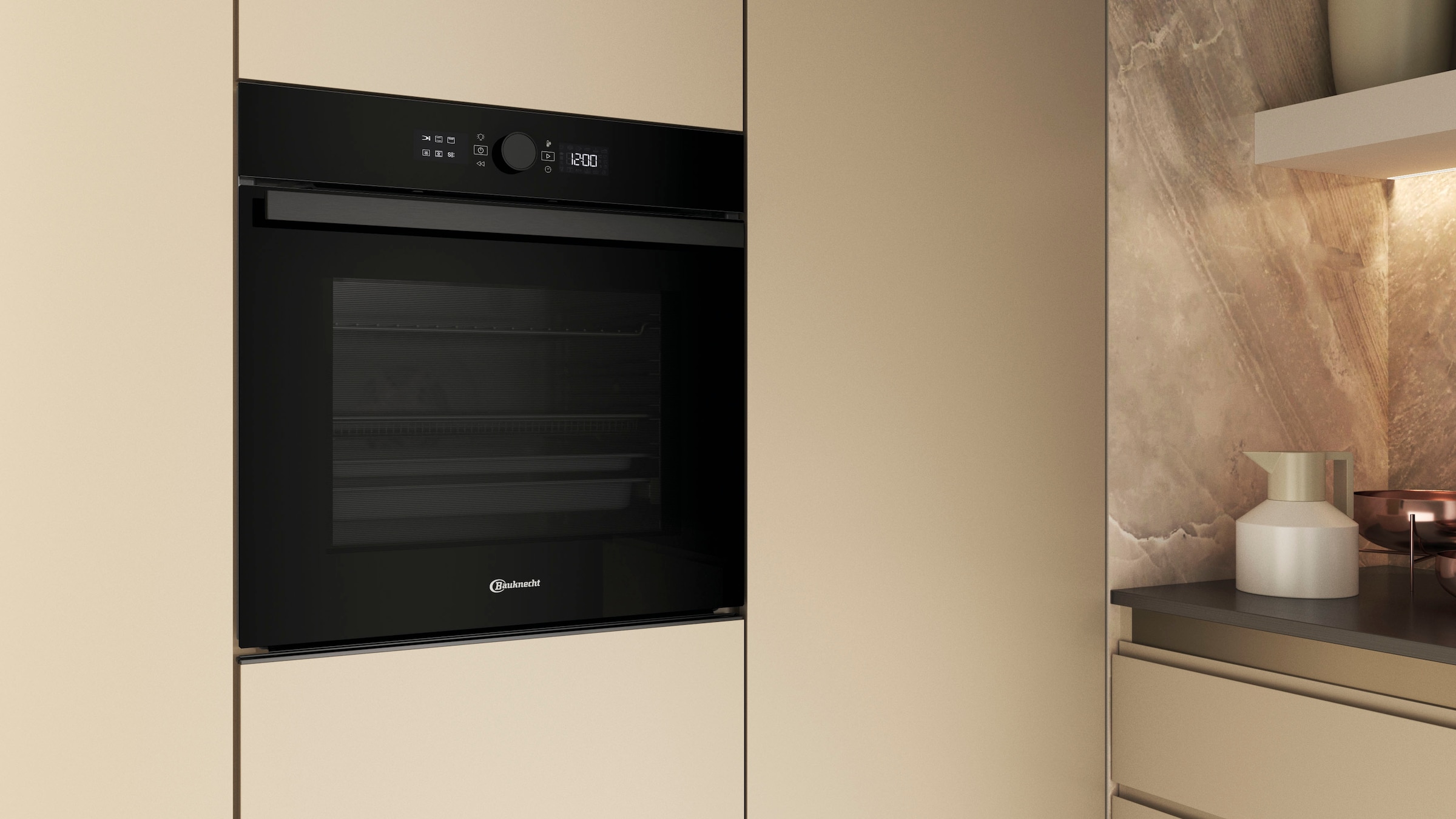 BAUKNECHT Einbaubackofen  »BBI4S8HM1SK«, mit 1-fach-Teleskopauszug, Hydrolyse, AirFry-Funktion, Pizzafunktion, 1-fach-Teleskopauszug, Gentle Steam