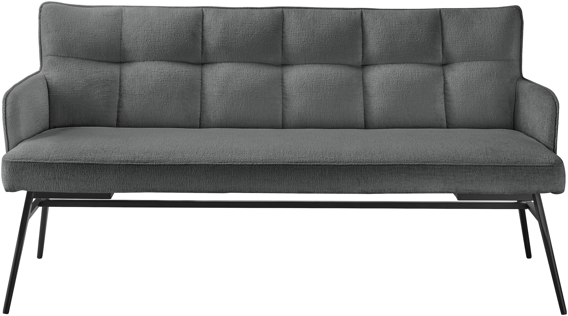 Essbank "Tucson", schwarzgrau, schwarz, B:180cm H:88cm T:68cm, Eisen, Polyester, SET ONE BY MUSTERRING, Sitzbänke, Essbank, Micro-Taschenfederkern und schwarzes Eisen-Gestell für hohen Komfort