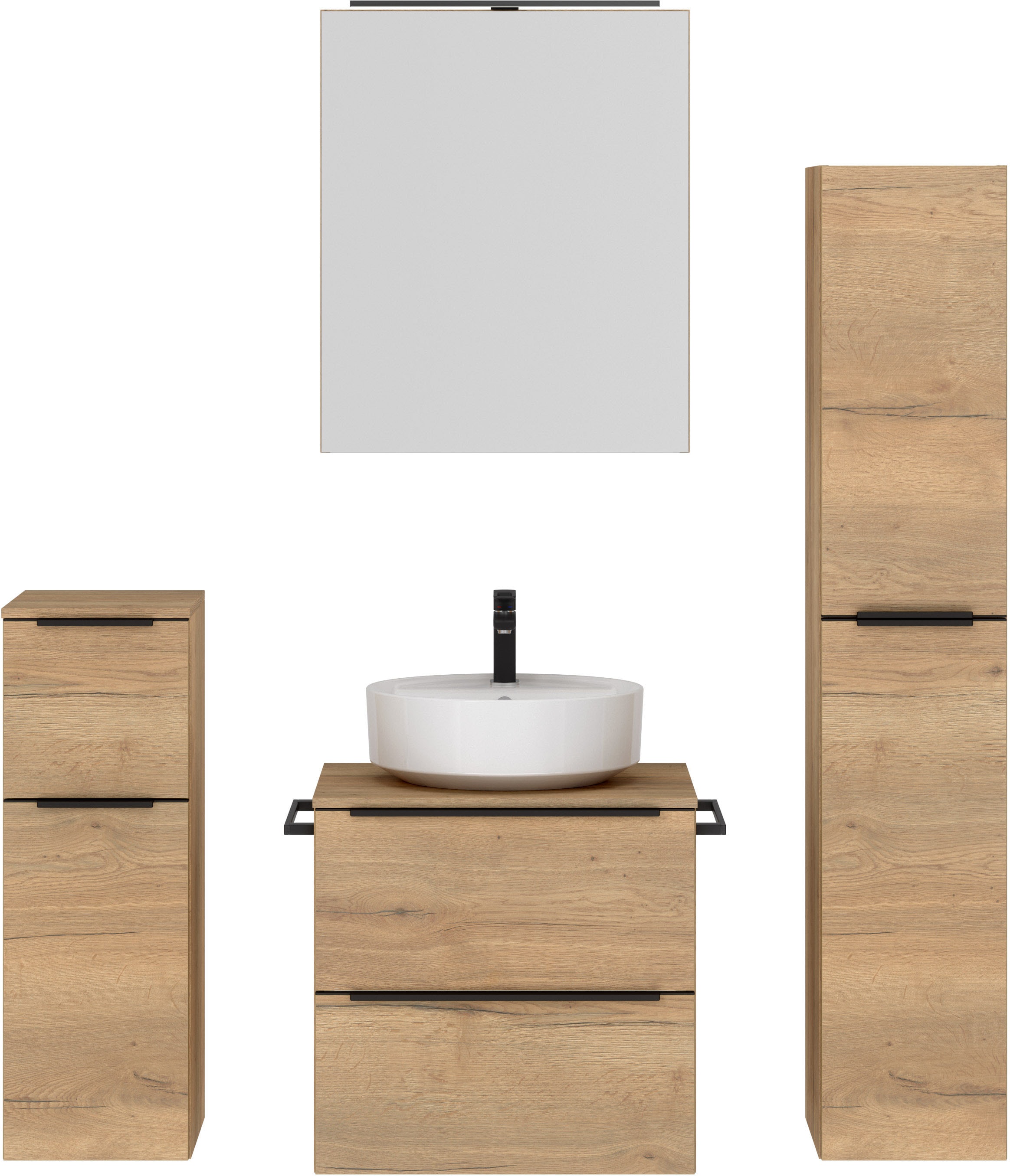 nobilia Badmöbel-Set, (4 St., vormontiert, mit Soft-Close), inkl. Spiegelsc günstig online kaufen