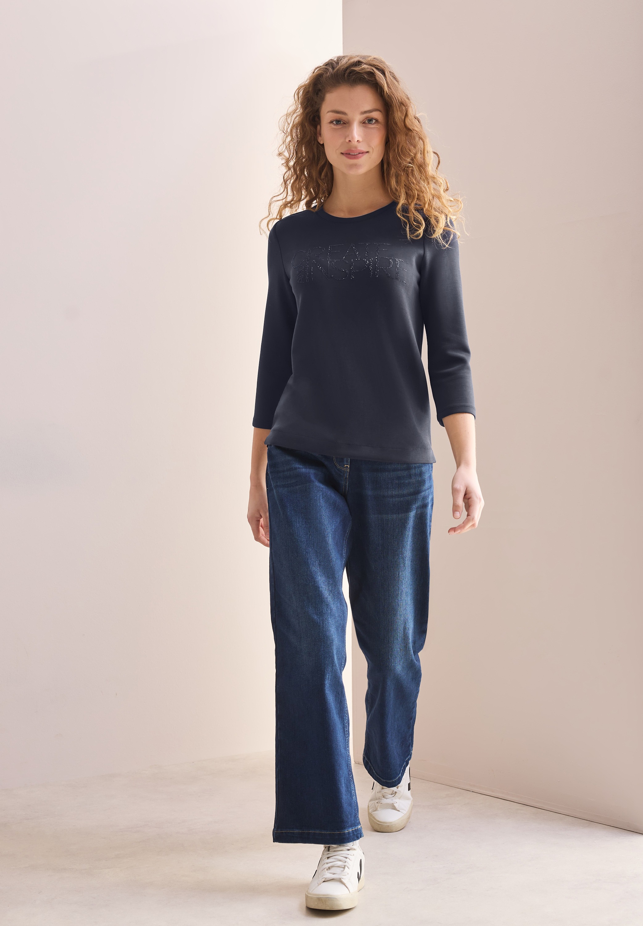 Cecil 3/4-Arm-Shirt, mit Glitzer Schriftzug
