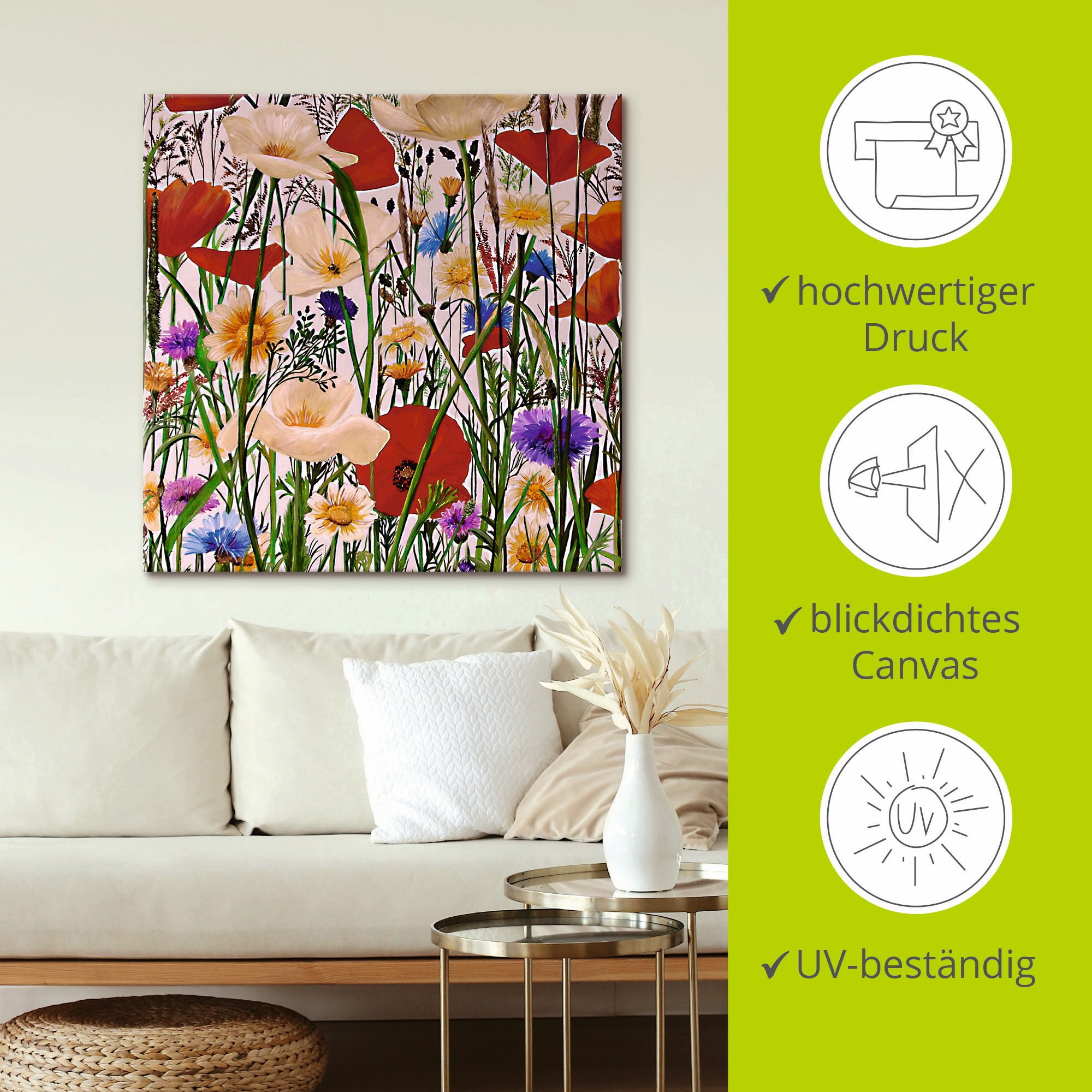 Artland Leinwandbild »Bunt und Natürlich«, Blumen, (1 St.), auf Keilrahmen gespannt