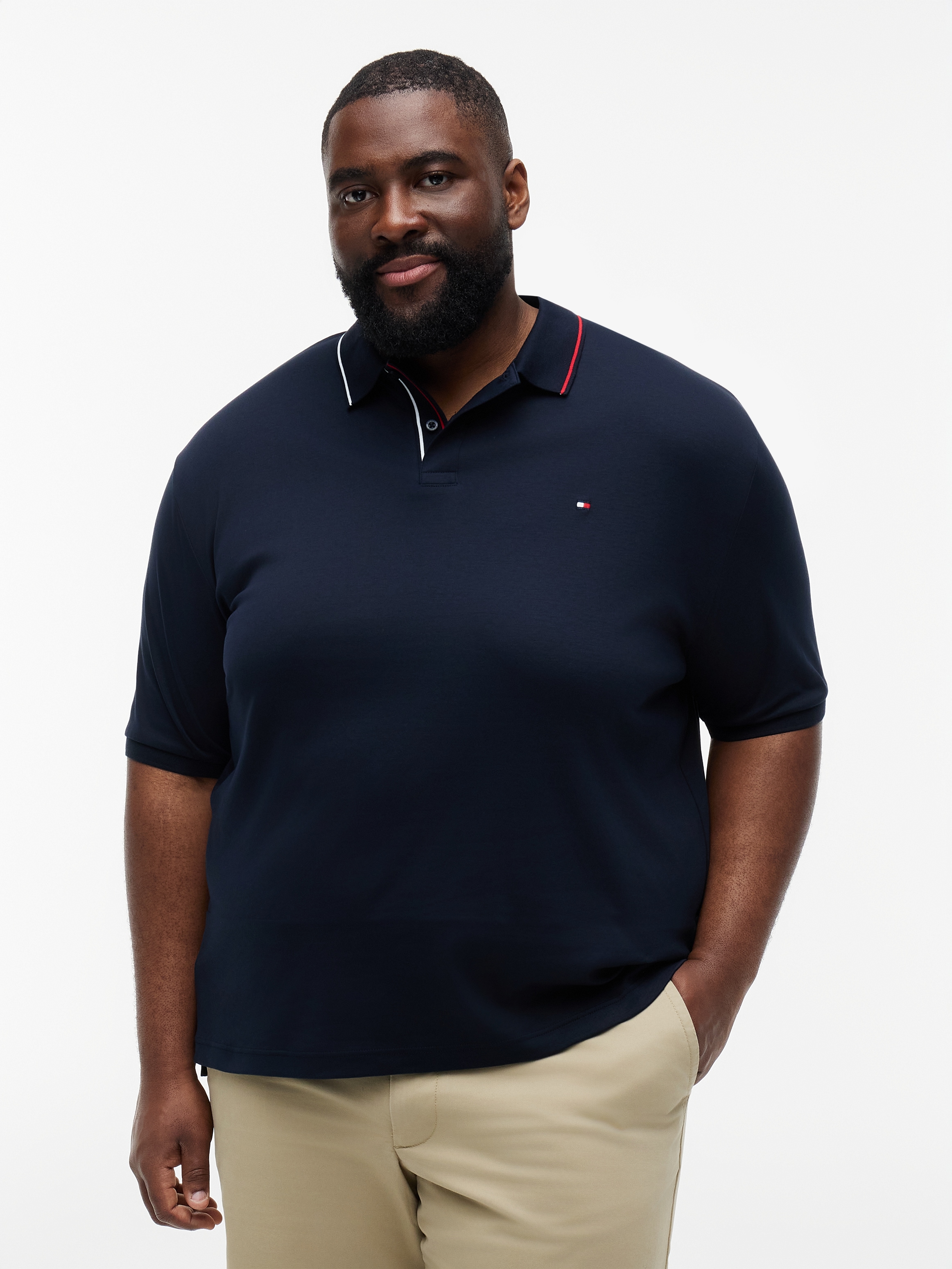 Tommy Hilfiger Big & Tall Poloshirt "BT-LIQUID COTTON TIPPED SLIM-B" aus Baumwolle
