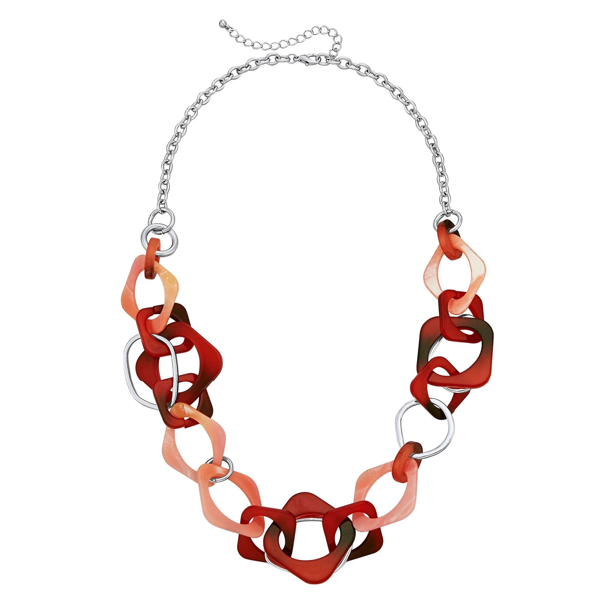 Collierkettchen STEUER "Acryl bunt Metall Glänzend", rot, Halsketten, Damen, 76cm, Metall, L: 76 B: 40mm, glänzend, B:40mm