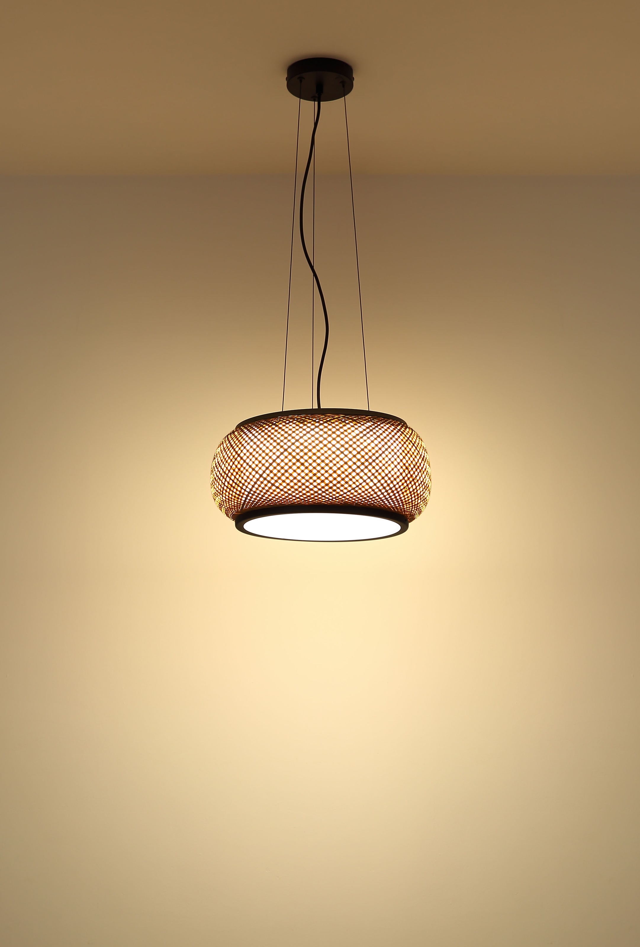 GLOBO LIGHTING Hängeleuchte »BAMBORA« LED-Modul 1 Stk. Schwarz Bambus Pendelleuchte LED CCT Memory, kürzbar