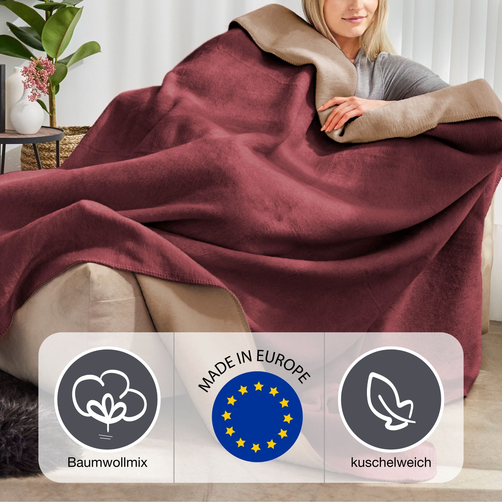 IBENA Wohndecke "Wohndecke Doubleface Dublin" in trendigen Farben günstig online kaufen