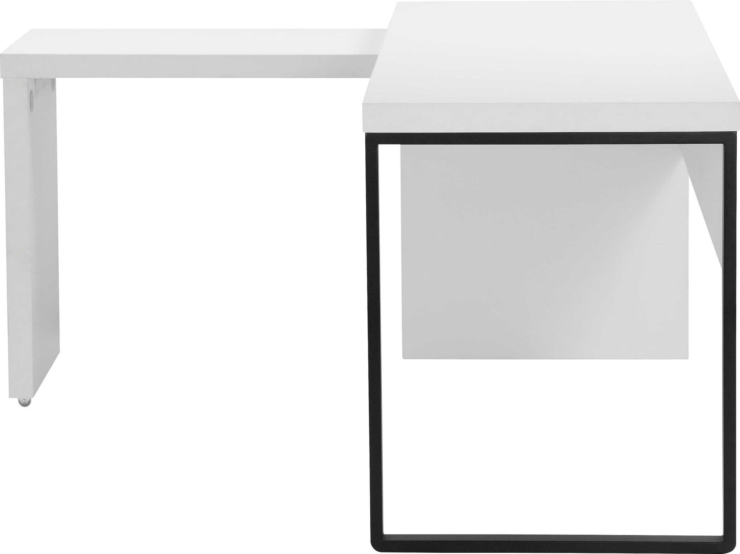 Places of Style Schreibtisch »Maniago, Computertisch;«, weißer Eckschreibtisch mit rollbarem Element, 140x81-131 cm