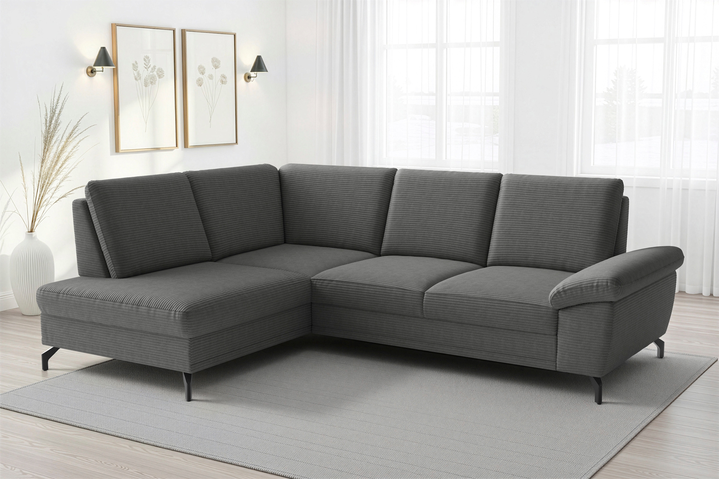 sit&more Ecksofa "Chelsea L-Form, B: 249 cm, Armteil- & Sitztiefenverstellung" optional Schlaffunktion und Bettkasten