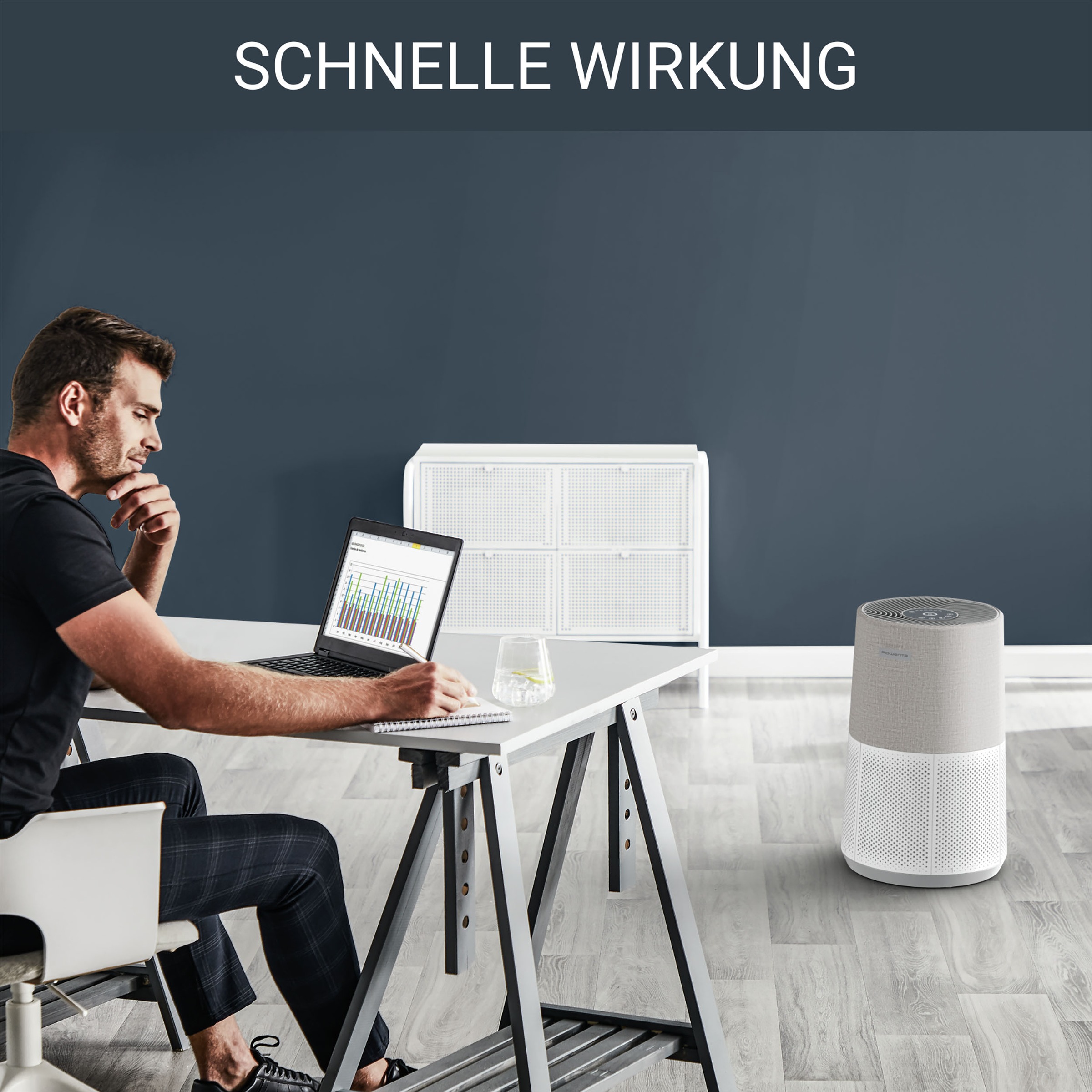 Rowenta Luftreiniger »PU2840 Pure Air City«, für 20 m² Räume, 360° HEPA-Filtration, App, 3 Filterstufen, 38 dB(A), Textil-Finish