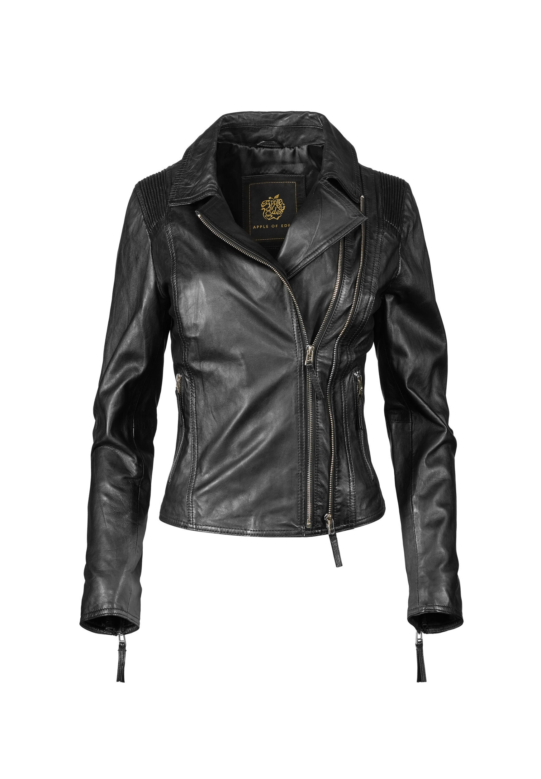Apple of Eden Lederjacke "Apple of Eden Lederjacke AOE-129" ohne Kapuze mit Reißverschlusstaschen
