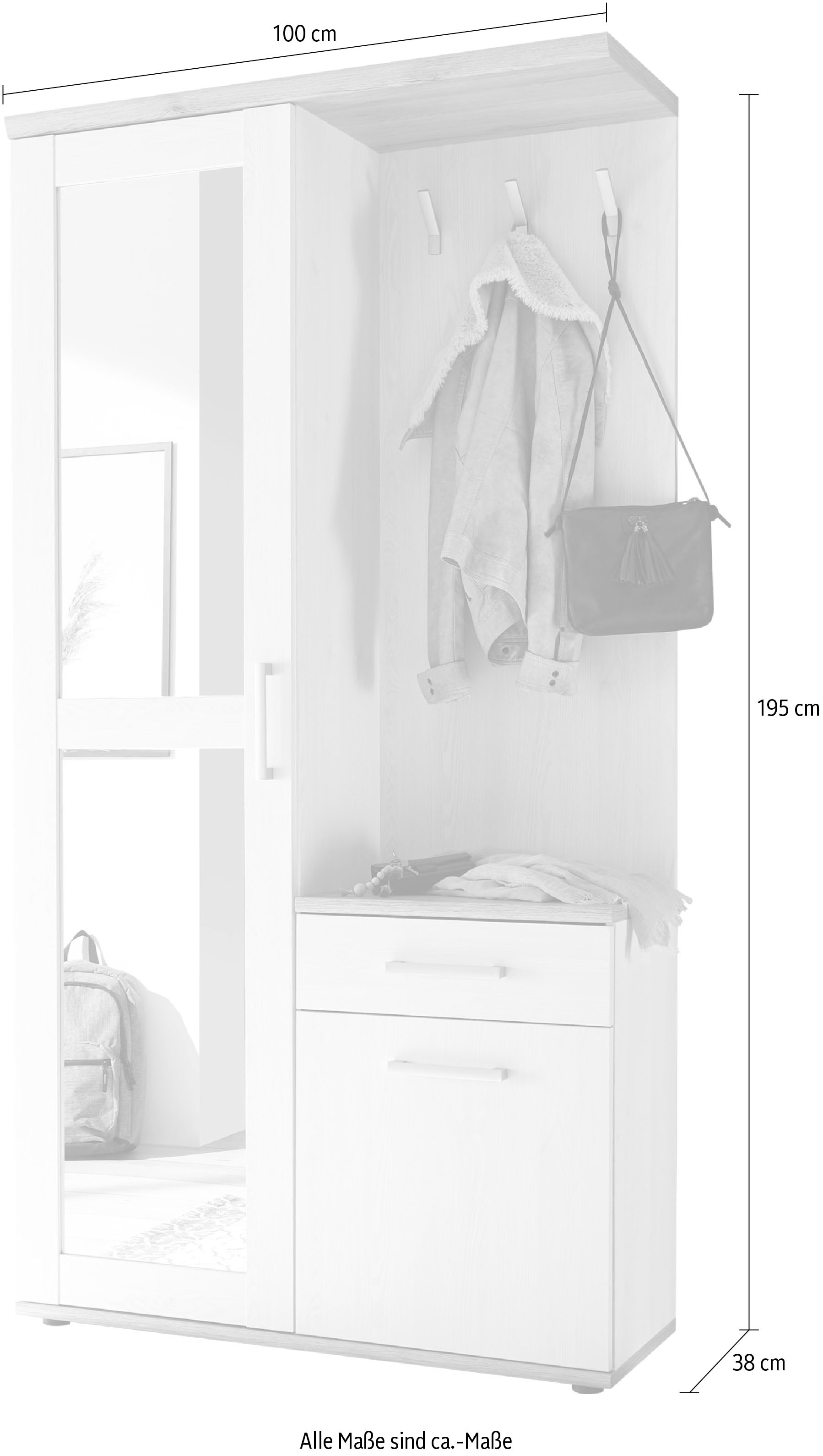 HBZ Kompaktgarderobe »Romance«, (1 St.), im Landhausstil, Garderobe mit Spiegel