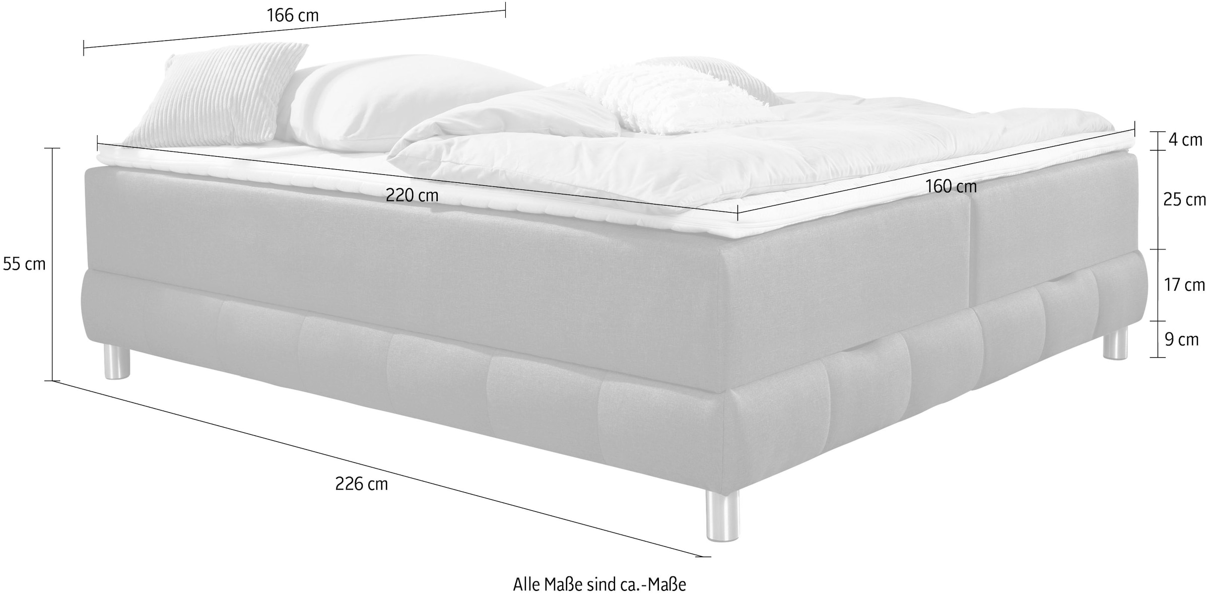 INOSIGN Boxspringbett »Vaasa«, für Dachschrägen geeignet, inkl. Bettkasten und Topper