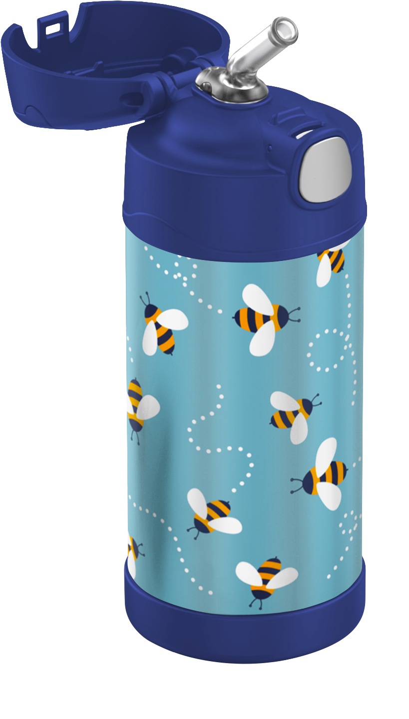 THERMOS Isolierflasche »FUNTAINER STRAW BOTTLE, doppelwandiger Edelstahl, spülmaschinenfest«, (1 tlg.), 0,35l, mit Silikonstrohalm, absolut dicht