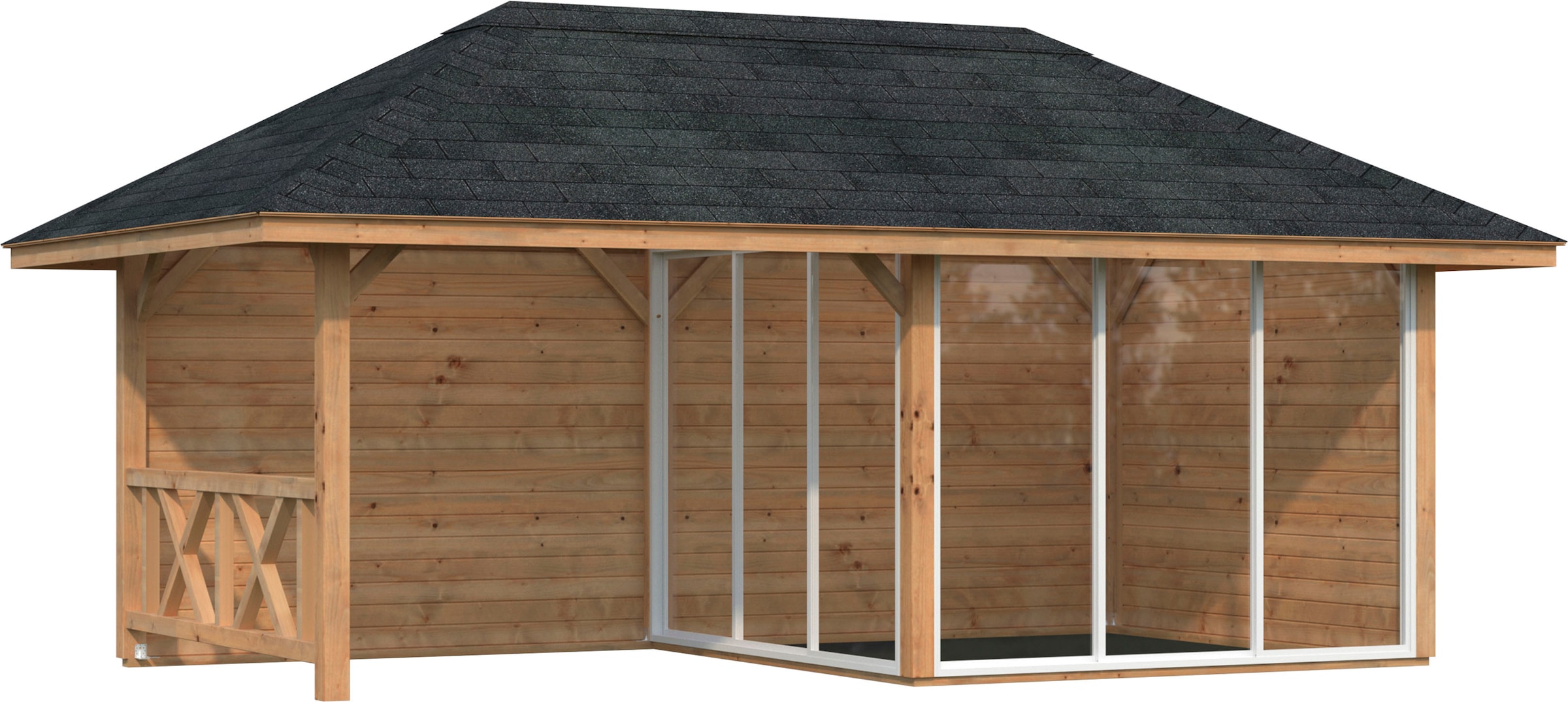 Palmako Holzpavillon "Bianca 16,6 m² Set 4", BxTxH: 588x300x323 cm