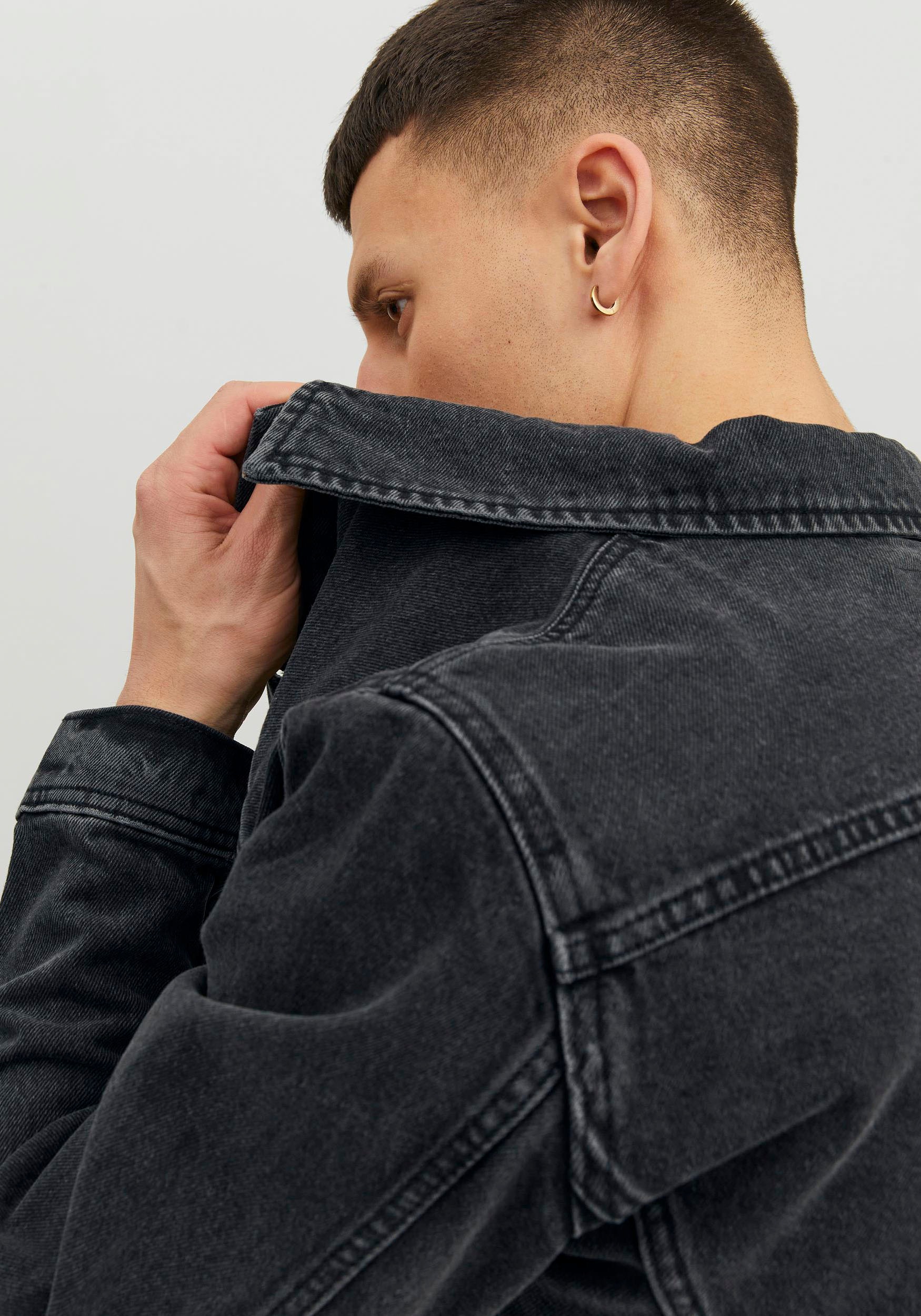 Thumbnail - Jack & Jones Jeansjacke "JJIJEAN Jeansjacke mit Windschutz, stylisch und angenehm tragbar", Abriebeffekte, modisch, regu...
