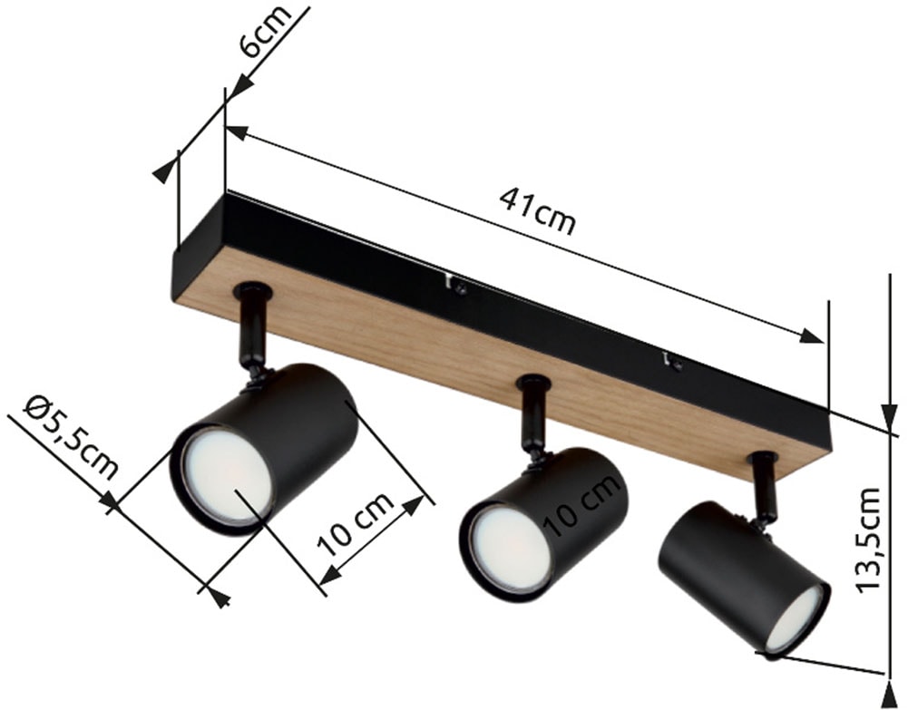GLOBO LIGHTING Deckenspot »ROBBY« GU10 1 Stk. Strahler Schwarz/MDF Holzoptik, beweglich, GU10 35W
