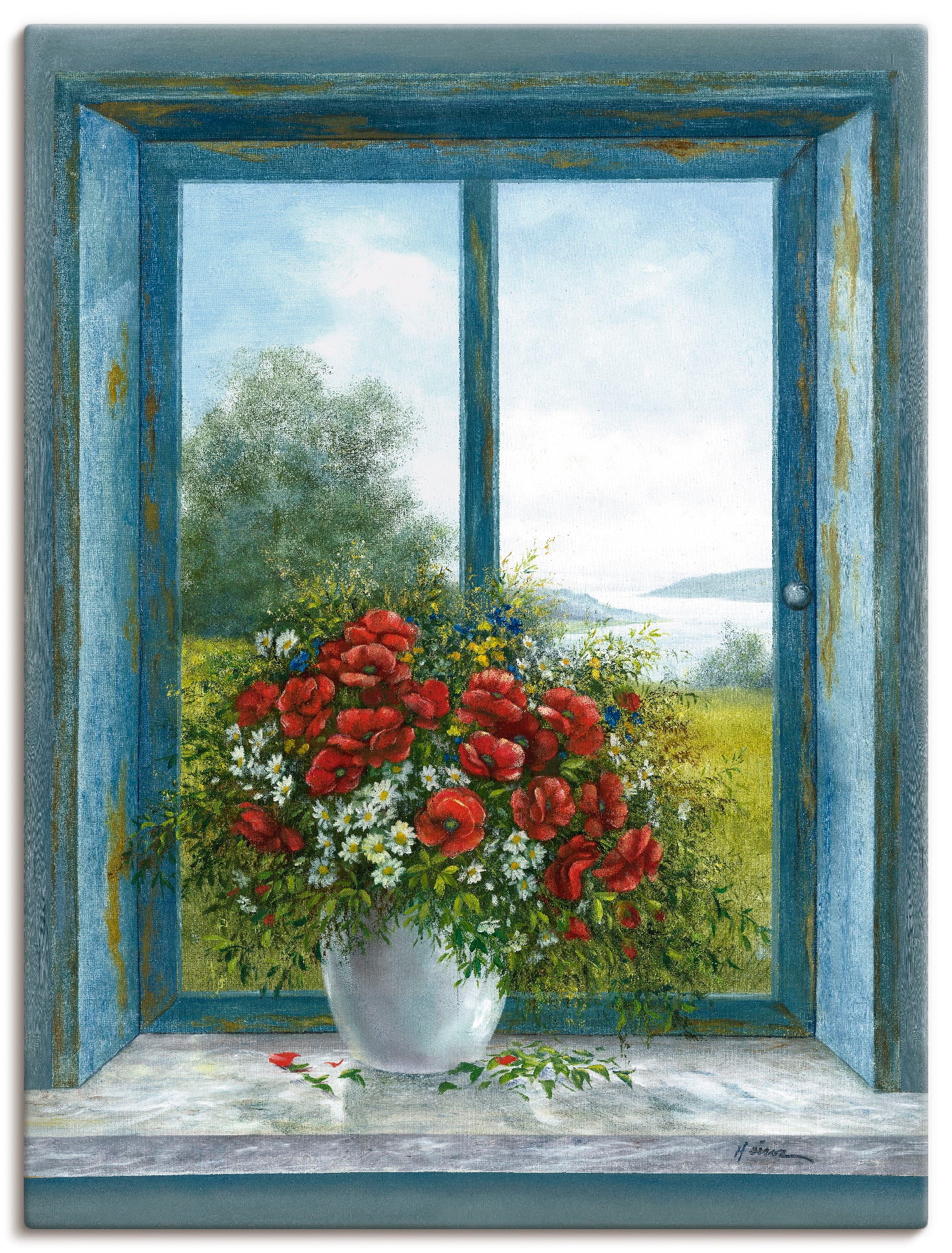 Artland "Mohnblumen am Fenster" Arrangements 1 Stk. tlg. auf Holzrahmen ges günstig online kaufen