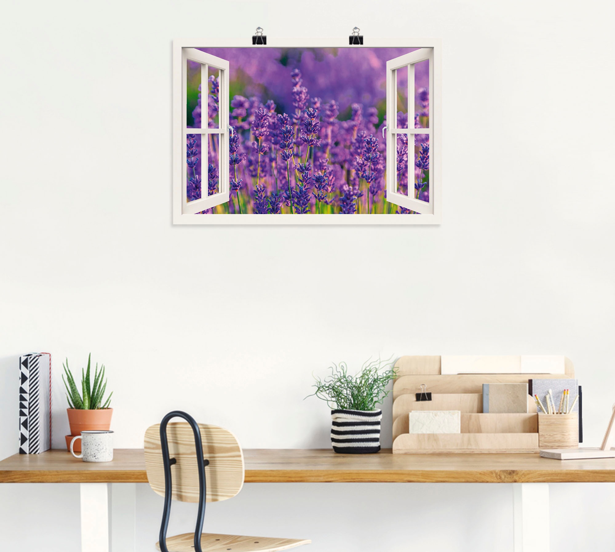 Artland Wandbild »Fensterblick Lavendelfeld in Tihany«, Blumenwiese, (1 St.), als Leinwandbild, Wandaufkleber in verschied. Größen