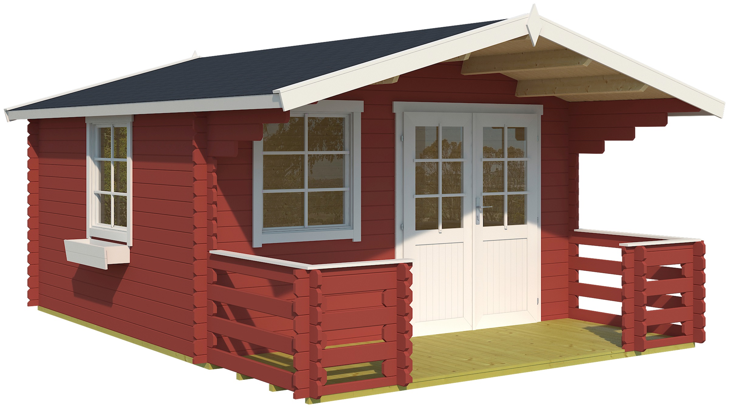 LASITA MAJA Gartenhaus "Luna 2, Schwedenrot" mit Terrasse und Geländer günstig online kaufen