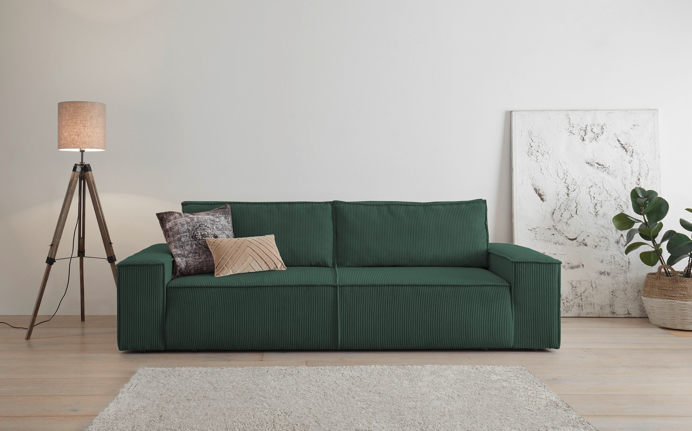 Home affaire 3-Sitzer "SHERWOOD Schlafsofa (257cm) Cord, Samtvelours, Vinta günstig online kaufen