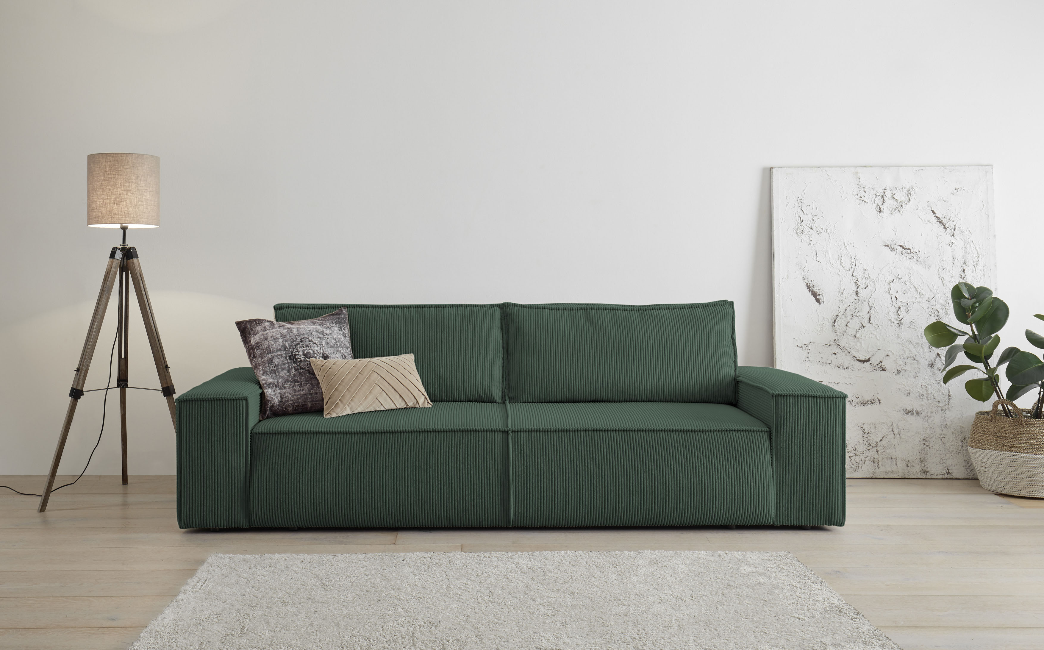 OTTO home 3-Sitzer "SHERWOOD Cord Schlafsofa (257cm)" Schlaffunktion mit Bettkasten (ca. 136/200cm)
