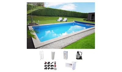 Rechteckpool »mit Edelstahlleiter«, (Set), 8x4, 7x3,5 oder 6x3m Höhe: 1,50m, mit...