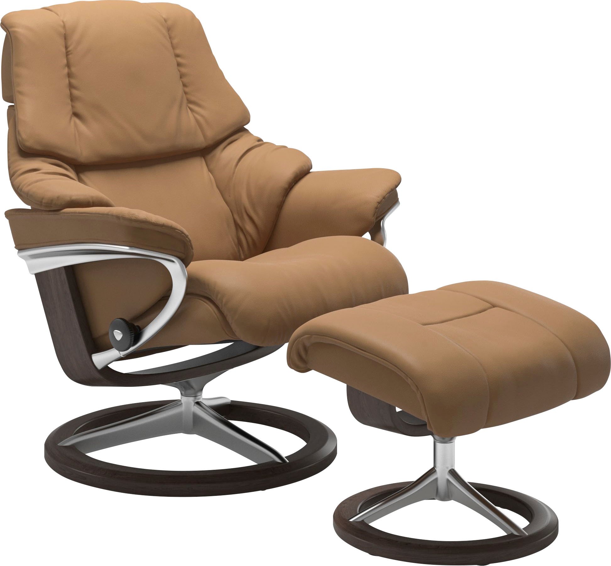 Stressless® Relaxsessel »Reno«, (Set, Relaxsessel mit Hocker), mit Hocker, mit Signature Base, Größe S, M & L, Gestell Wenge