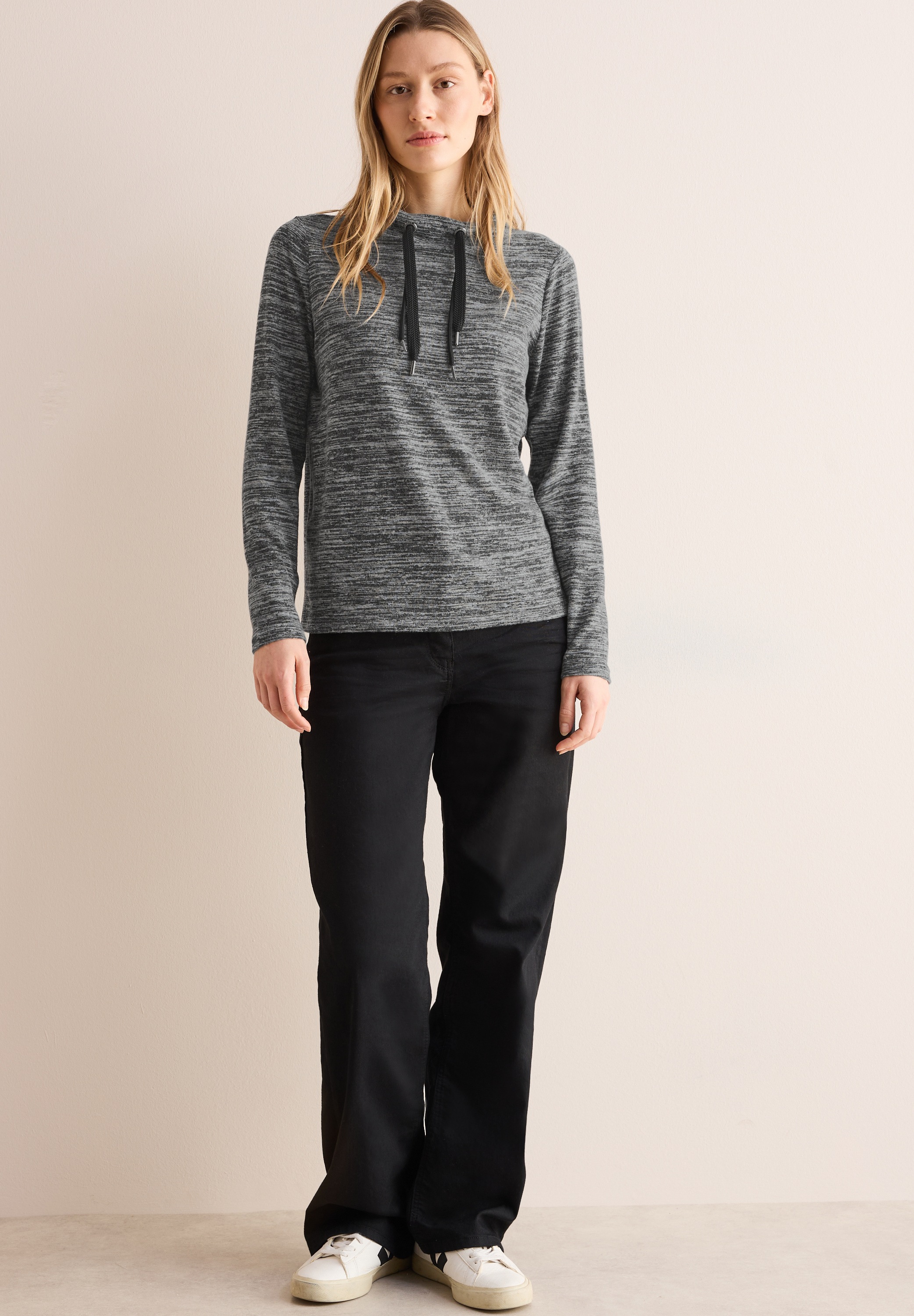 Cecil Langarmshirt, bestehend aus einem Materialmix