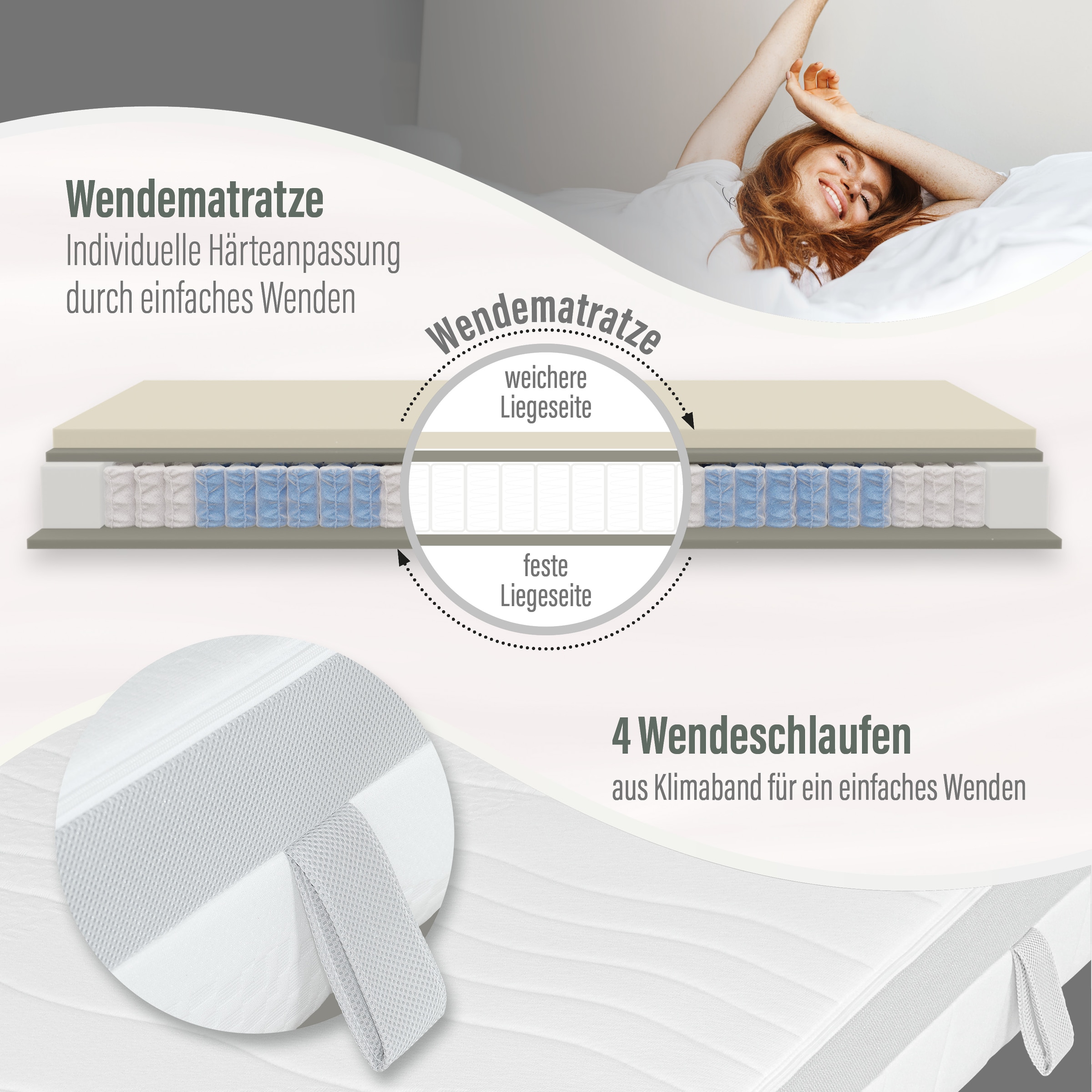 Beco Taschenfederkernmatratze »Feel Like Latex ONE TFK, Matratze 90x200 cm, 140x200 cm und mehr« 21 cm hoch 500 Federn 1 Stk. tlg. Punktelastische Matratze mit stabilem Federkern, atmungsaktiv