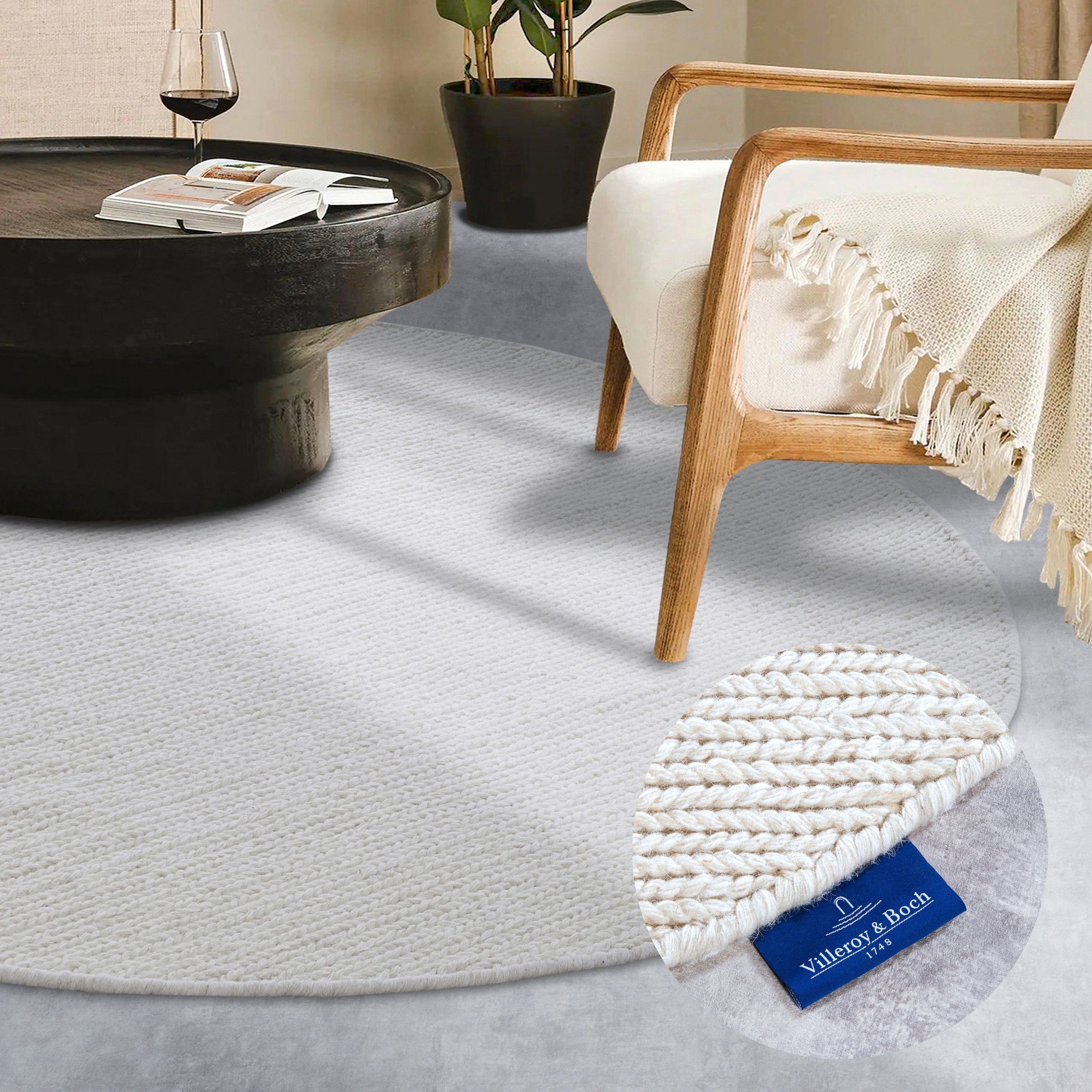Villeroy & Boch Wollteppich "Francois" rund 7 mm Höhe in rund, oval, Läufer, handgewebt, Wolle, Wohnzimmer, Schlafzimmer