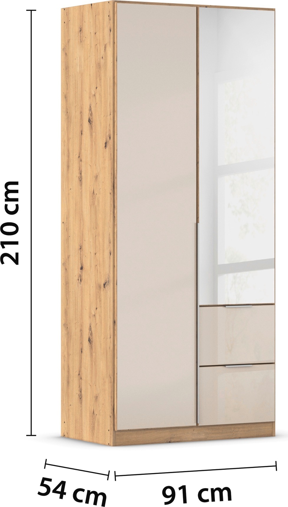 rauch Drehtürenschrank »Kleiderschrank Kleiderschränke Schrank Garderobe AGORDO mit Glasfront«, mit Außenschubkästen, in 6 Breiten und 2 Höhen MADE IN GERMANY