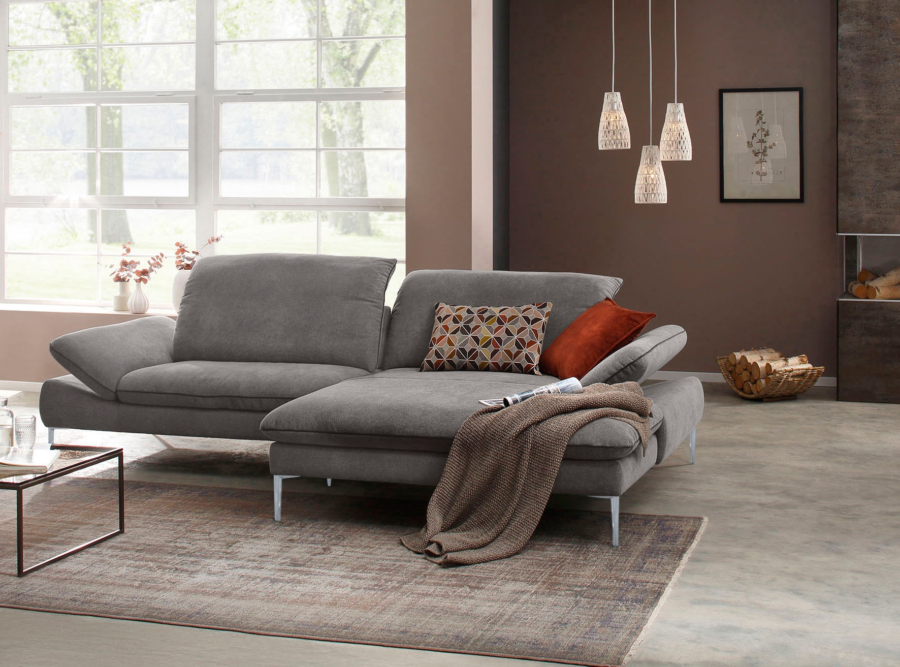 Ecksofa »enjoy&MORE«, mit Sitztiefenverstellung, Füße silber matt, Breite 294 cm