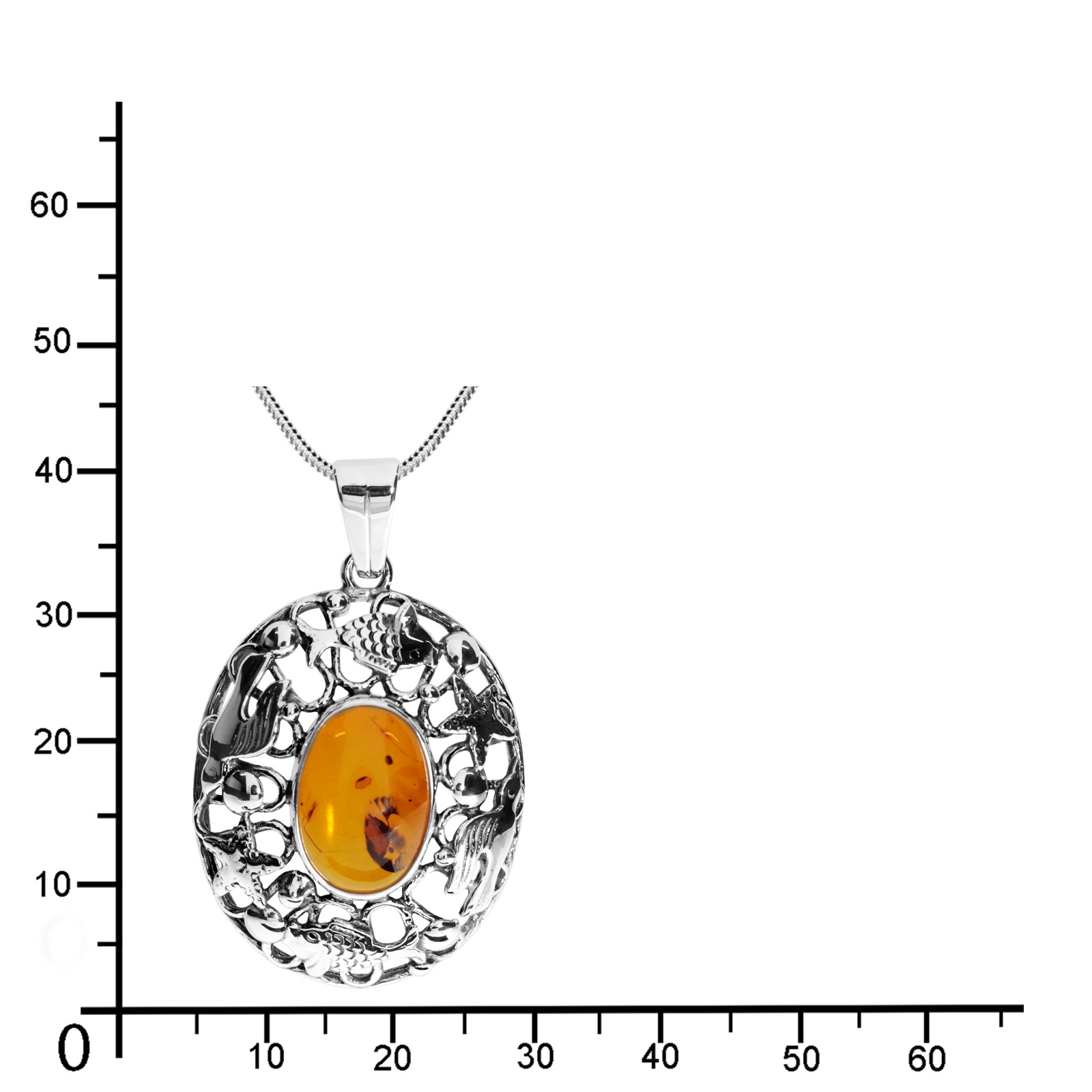 OSTSEE-SCHMUCK Kette mit Anhänger »- Fischland 48x30 mm - Silber 925/000 - Bernstein«