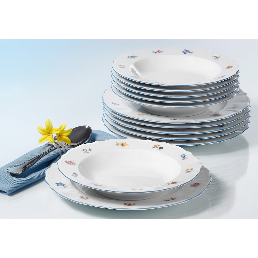 Seltmann Weiden Tafelservice »Teller Set, Geschirr-Set Sonate Streublume«, (Set, 12 tlg.)