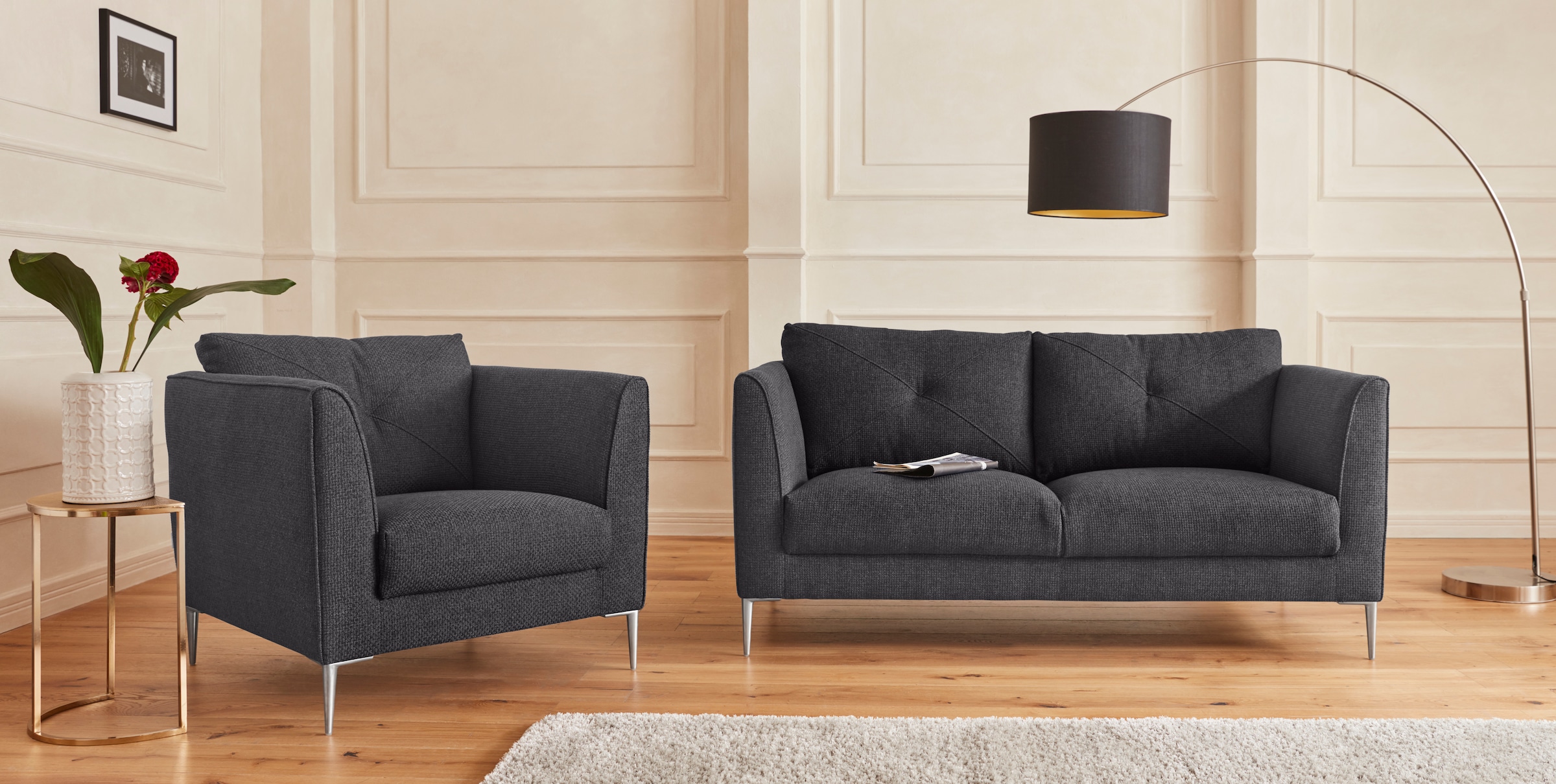 Guido Maria Kretschmer Home&Living Sessel »Chilltime, Loungesessel«, mit eleganter Kreuznaht im Rückenkissen