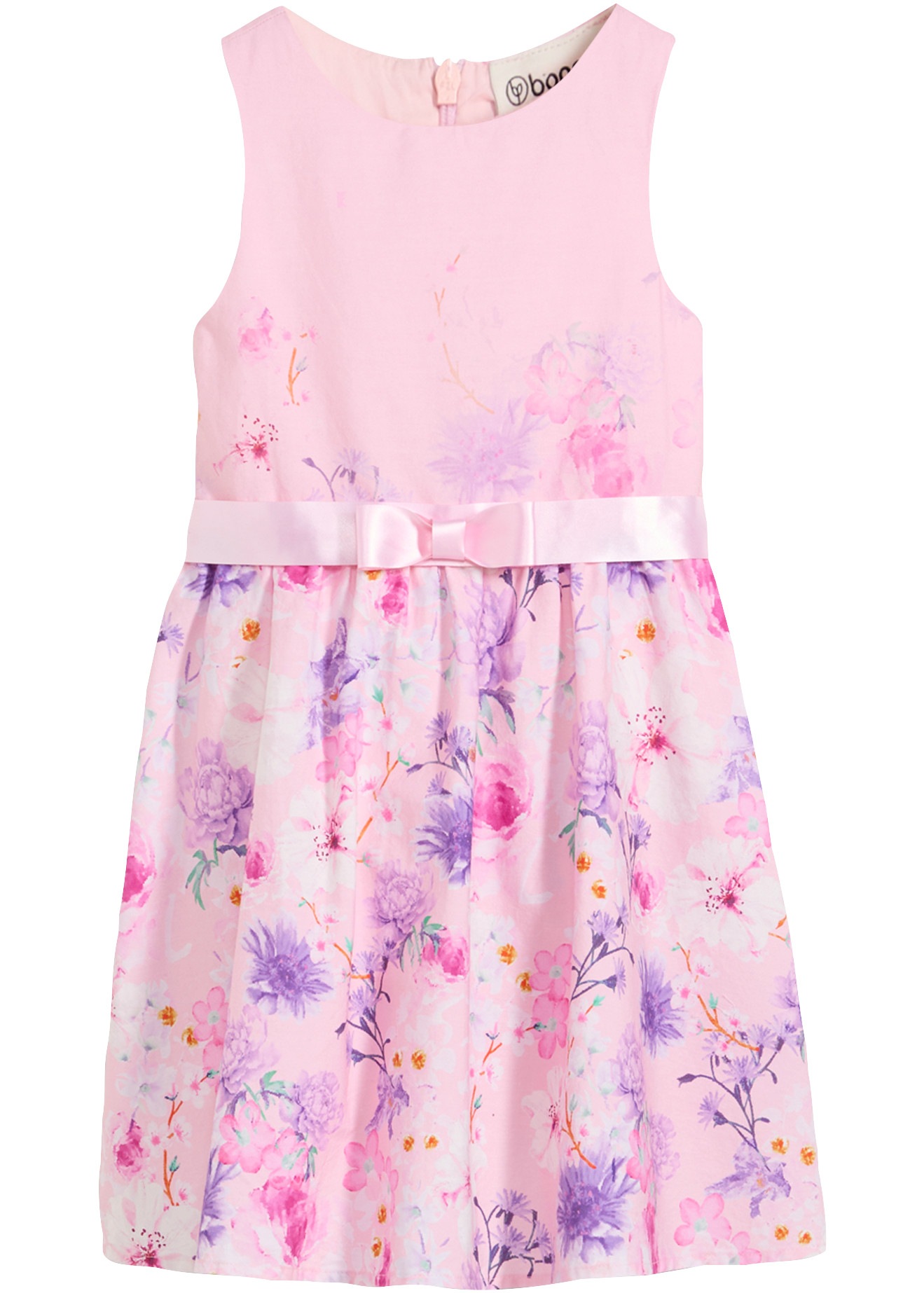 bonprix Midikleid regular fit, aus Baumwolle, festlicher Stil, mit Blumendruck, ärmellos