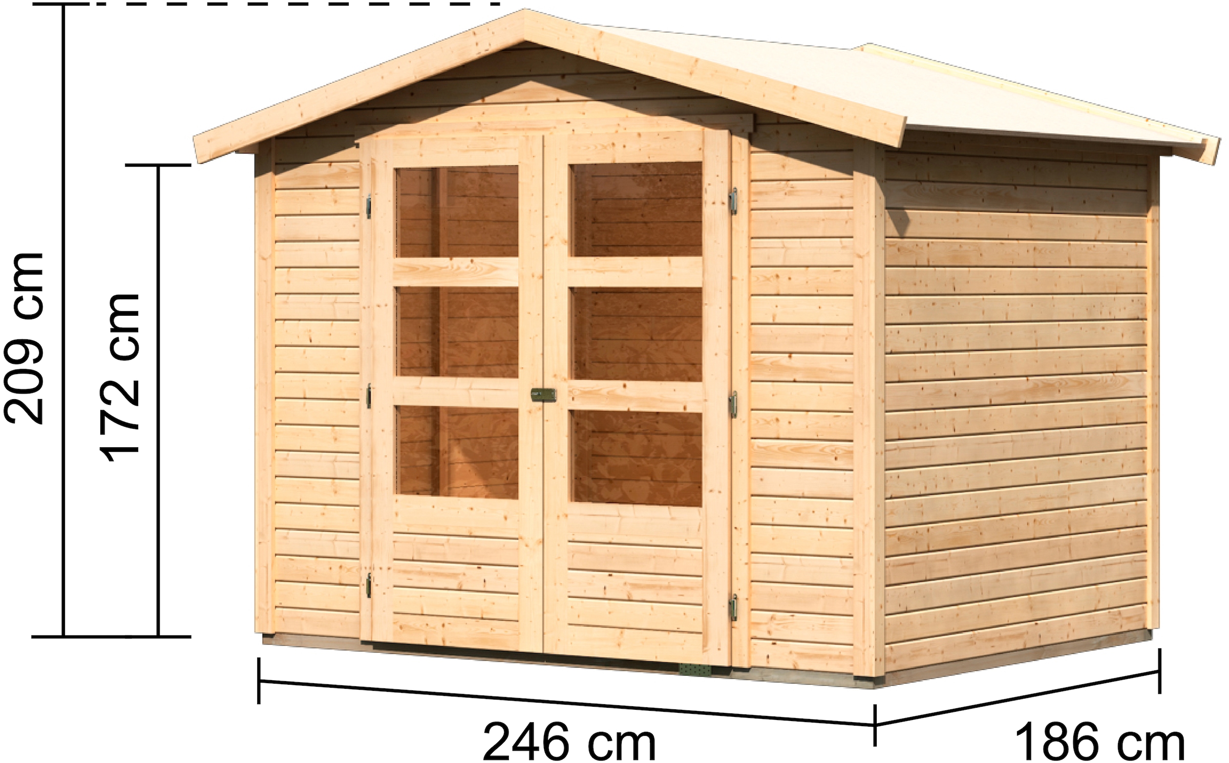 Karibu Gartenhaus »Amberg 3«, (Set), anthrazit, naturbelassen oder terragrau