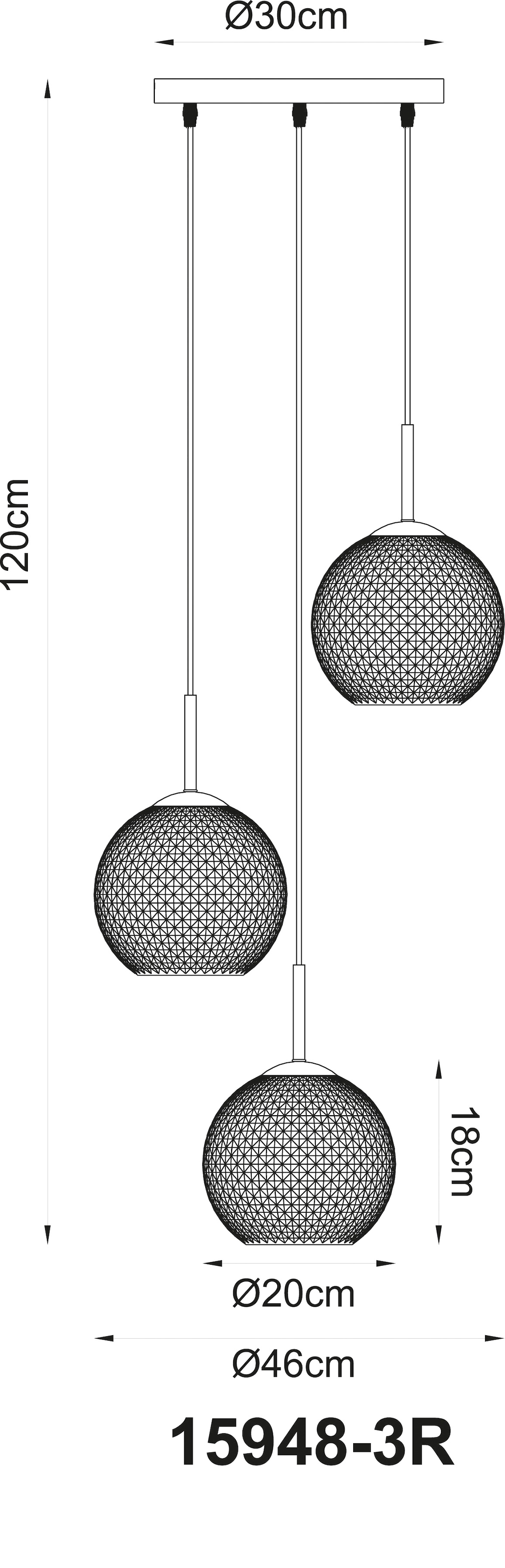 GLOBO LIGHTING Hängeleuchte »ANDRE« E27 1 Stk. Hängeleuchte mit Glaskugeln, elegant, höhenkürzbar & modern