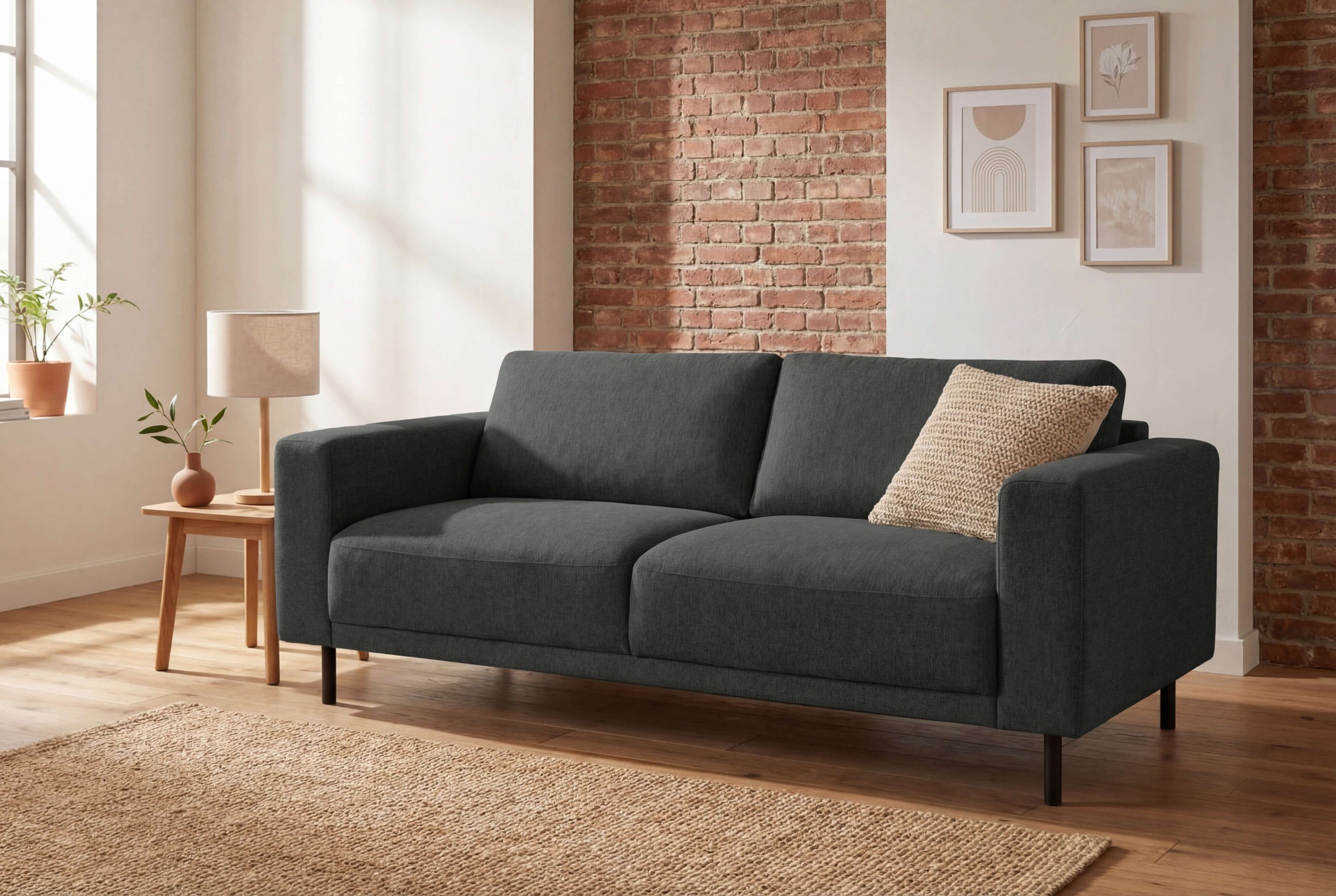 Home affaire 2,5-Sitzer "Sveeva, Kompaktsofa, B.183 cm, schwarze Metallfüße günstig online kaufen