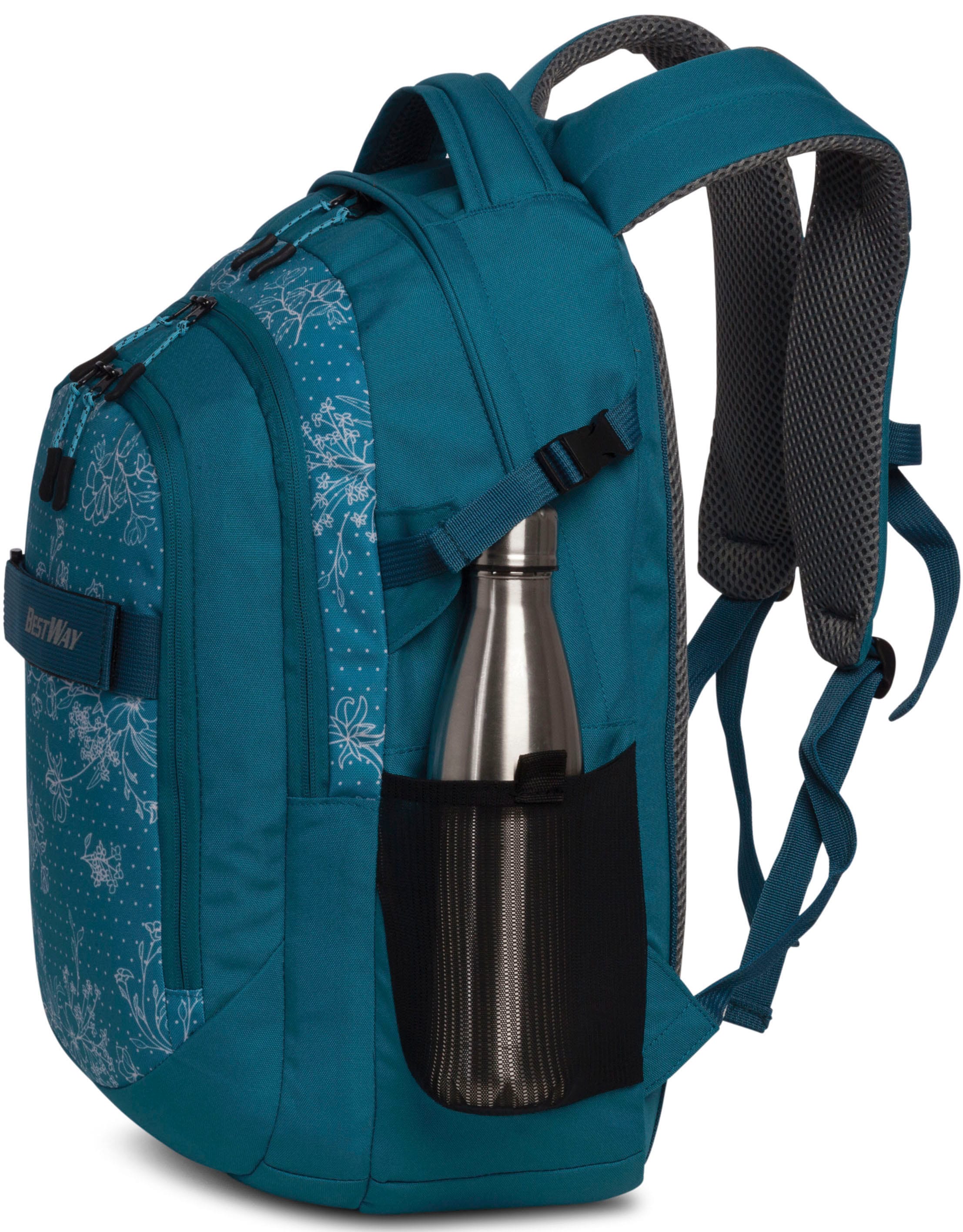 BAUR mit Laptopfach 15 | »Evolution Air, Zoll Schulrucksack BESTWAY petrol/weiß«, gepolstertem