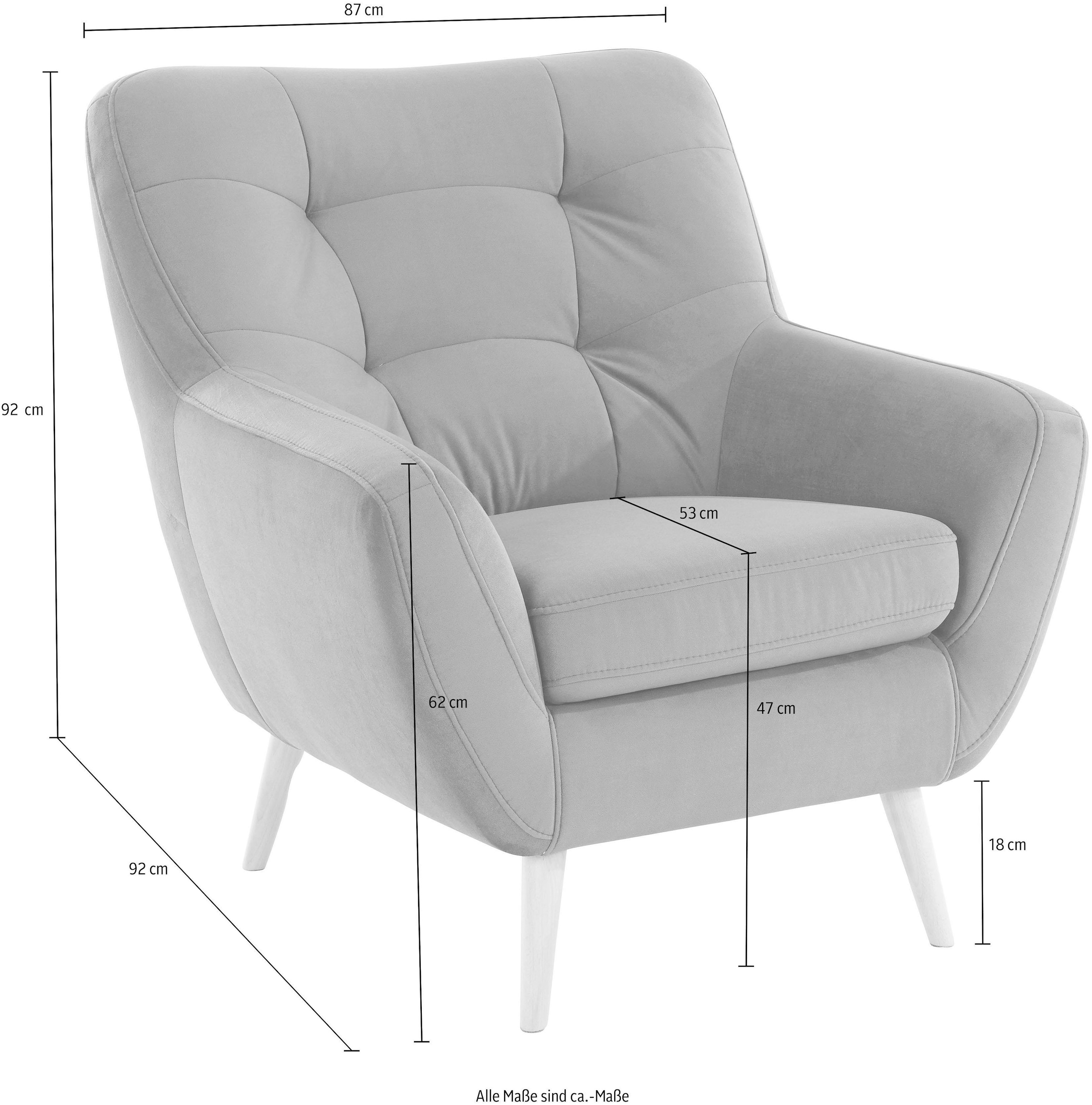 exxpo - sofa fashion Sessel »Scandi, Loungesessel mit tollem Sitzkomfort, hochwertige Polsterung«, bequem, hohe Holzfüße