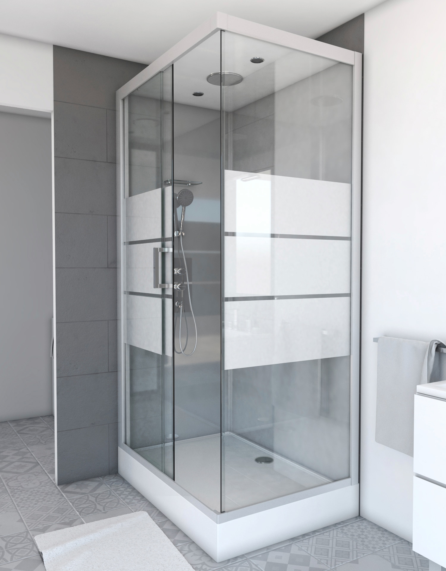 Marwell Komplettdusche »Grey River Rectangle«, inkl. Armaturen